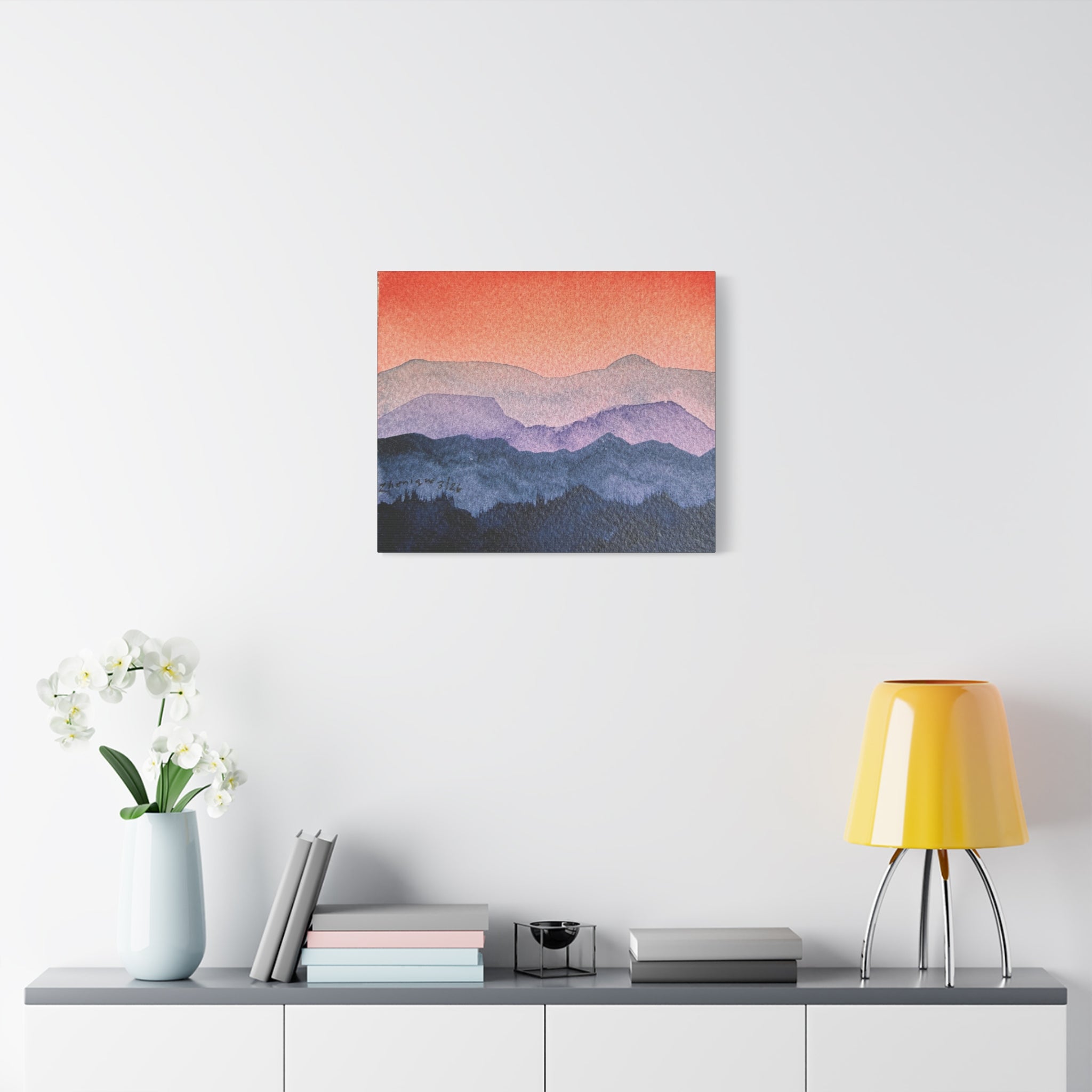 Salmon Sky Watercolor Canvas Print — Matte Stretched 1.25"