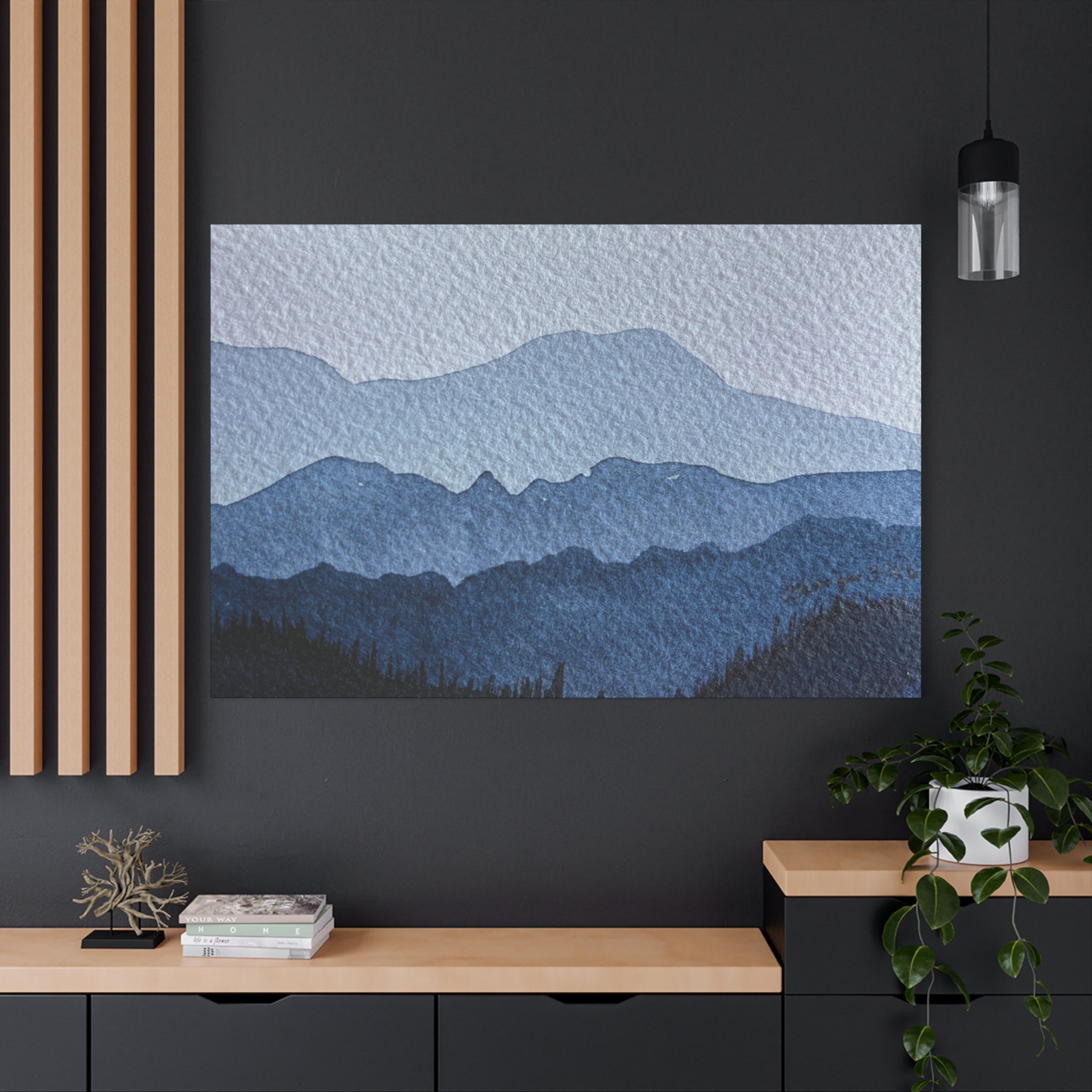 British Columbia Foggy a Watercolor Canvas Print