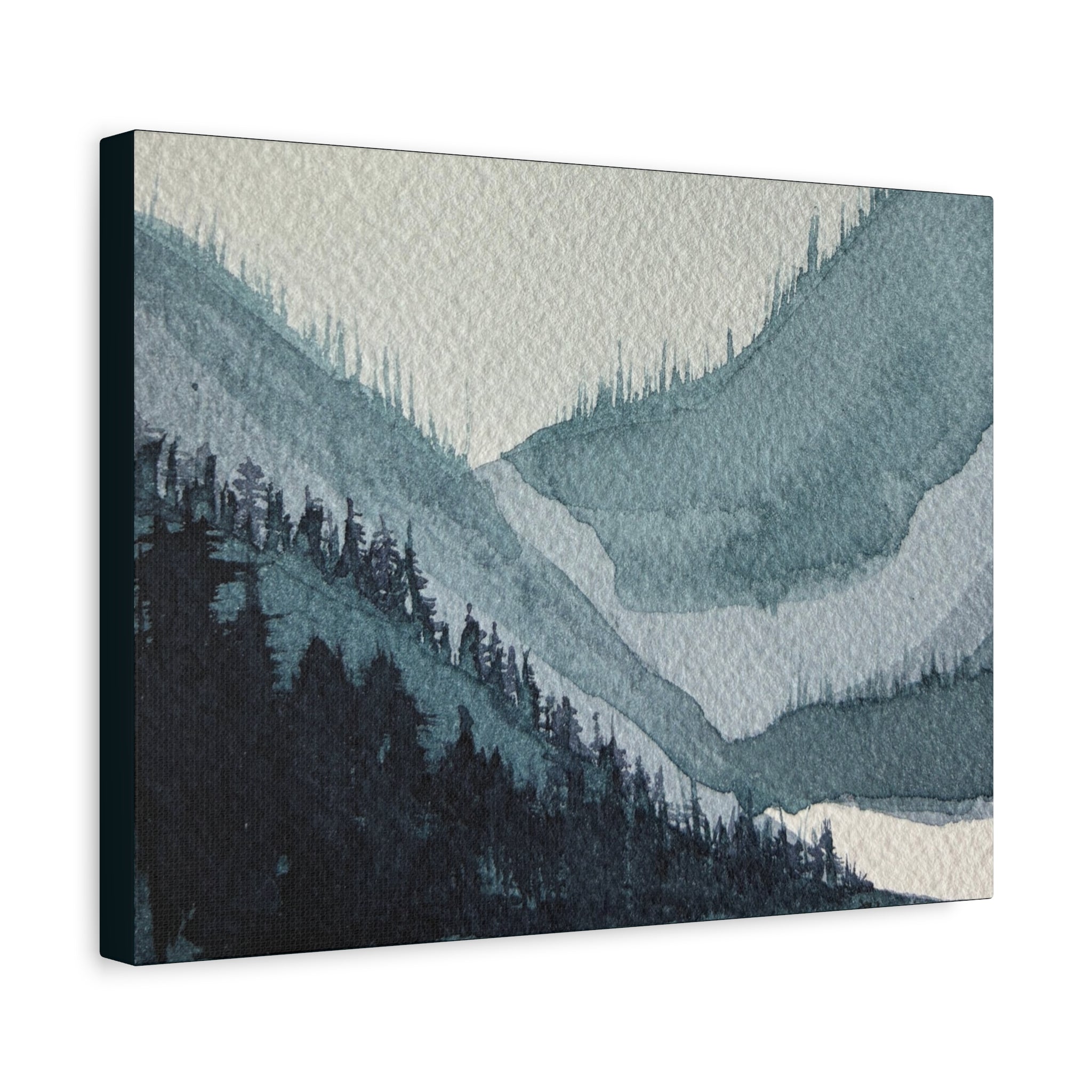 Kristi Mountain Mist Watercolor Canvas Wall Art — Stretched Matte Landscape Print