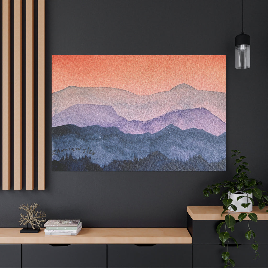 Salmon Sky Watercolor Canvas Print — Matte Stretched 1.25"
