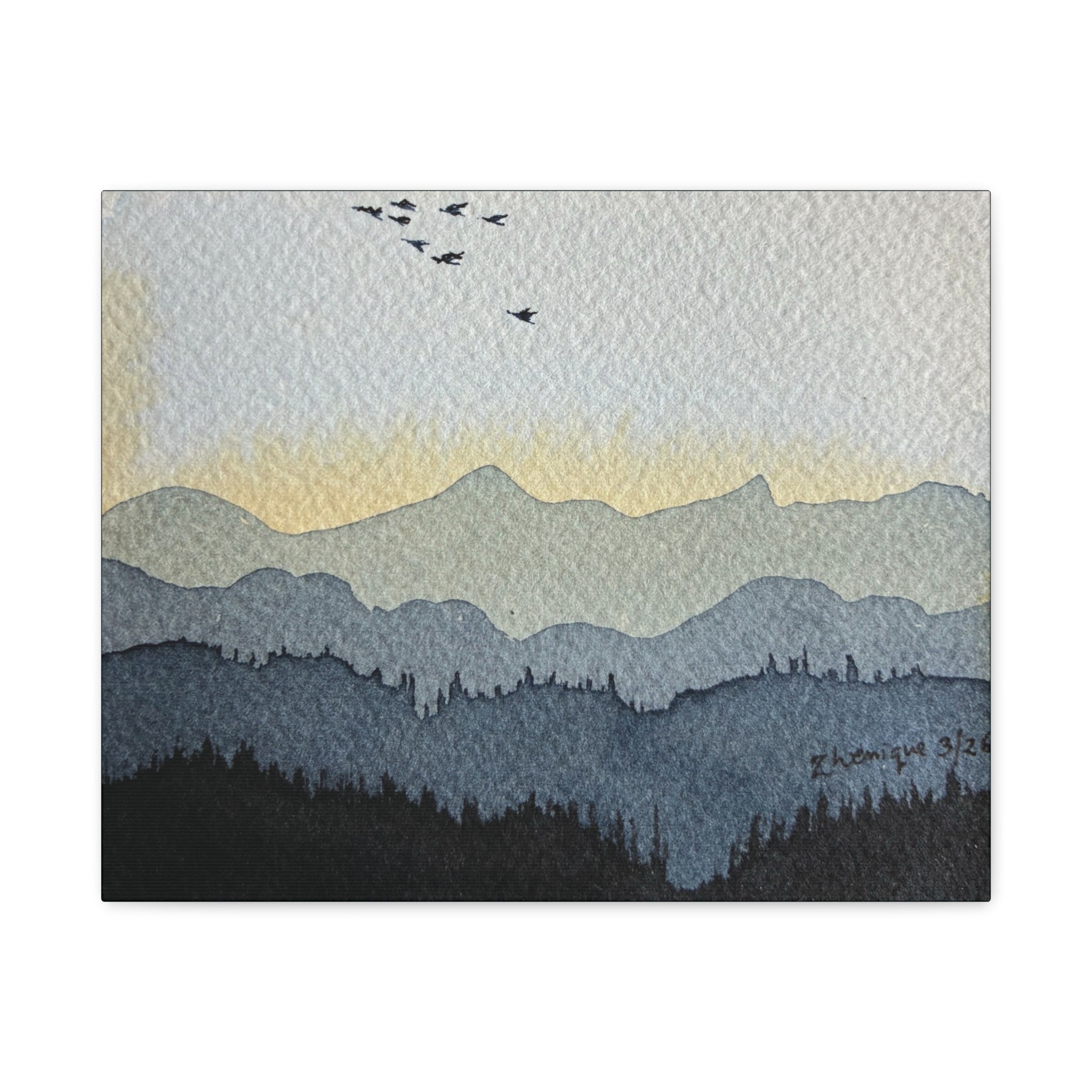 Mountain Sunrise Watercolor Canvas Print