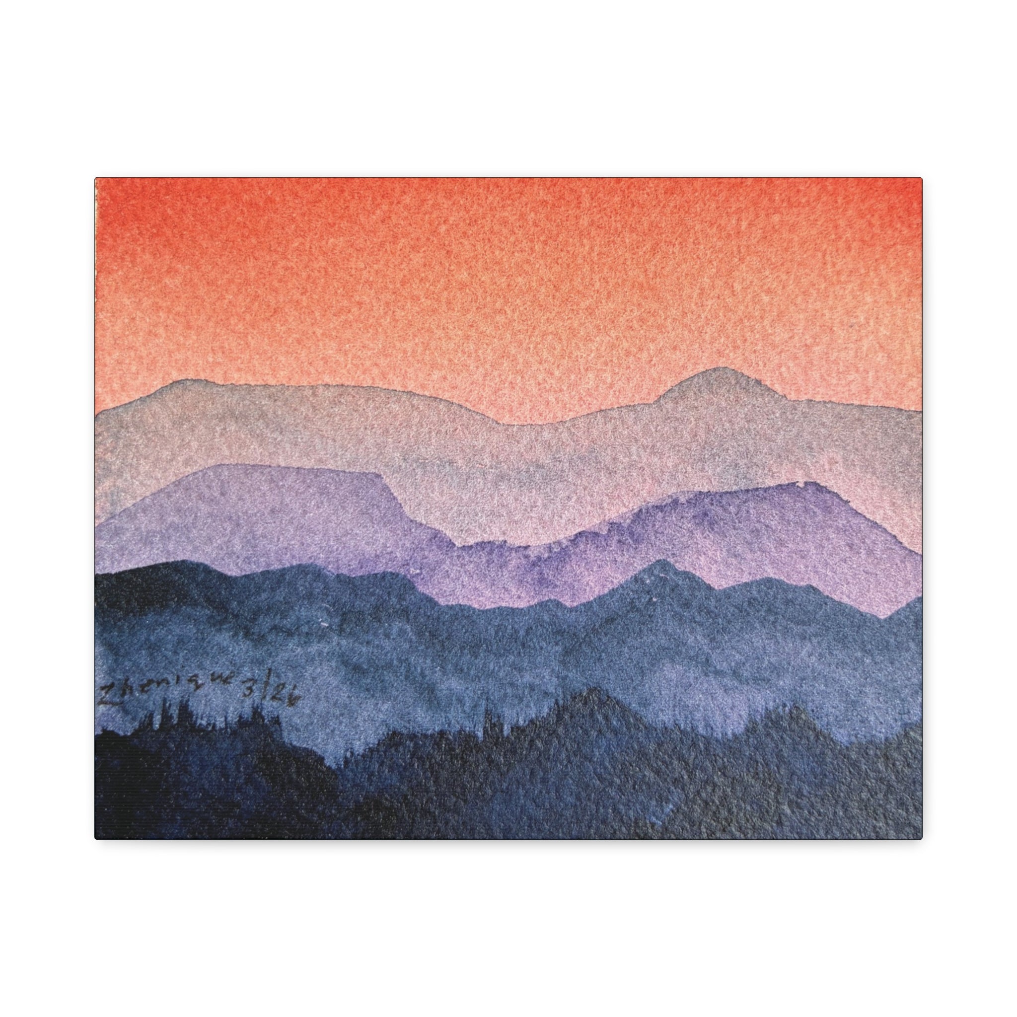 Salmon Sky Watercolor Canvas Print — Matte Stretched 1.25"