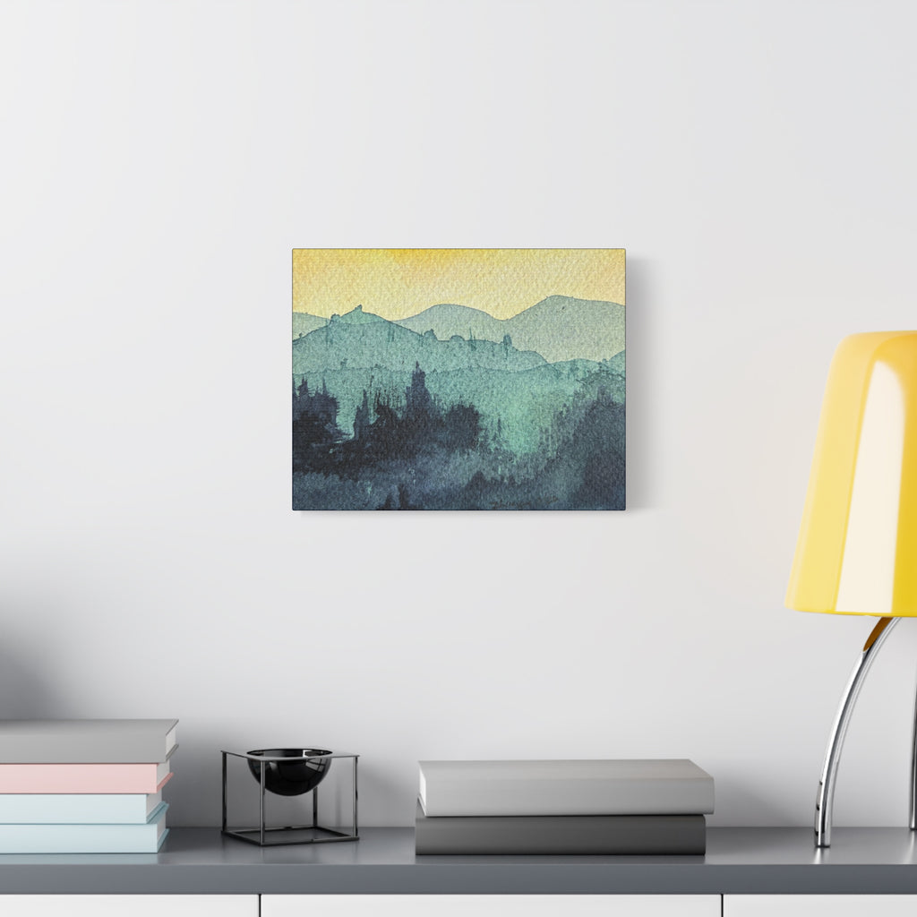 HYDE Mist Watercolor Mountain Canvas Wall Art - Matte Stretched Landscape Print