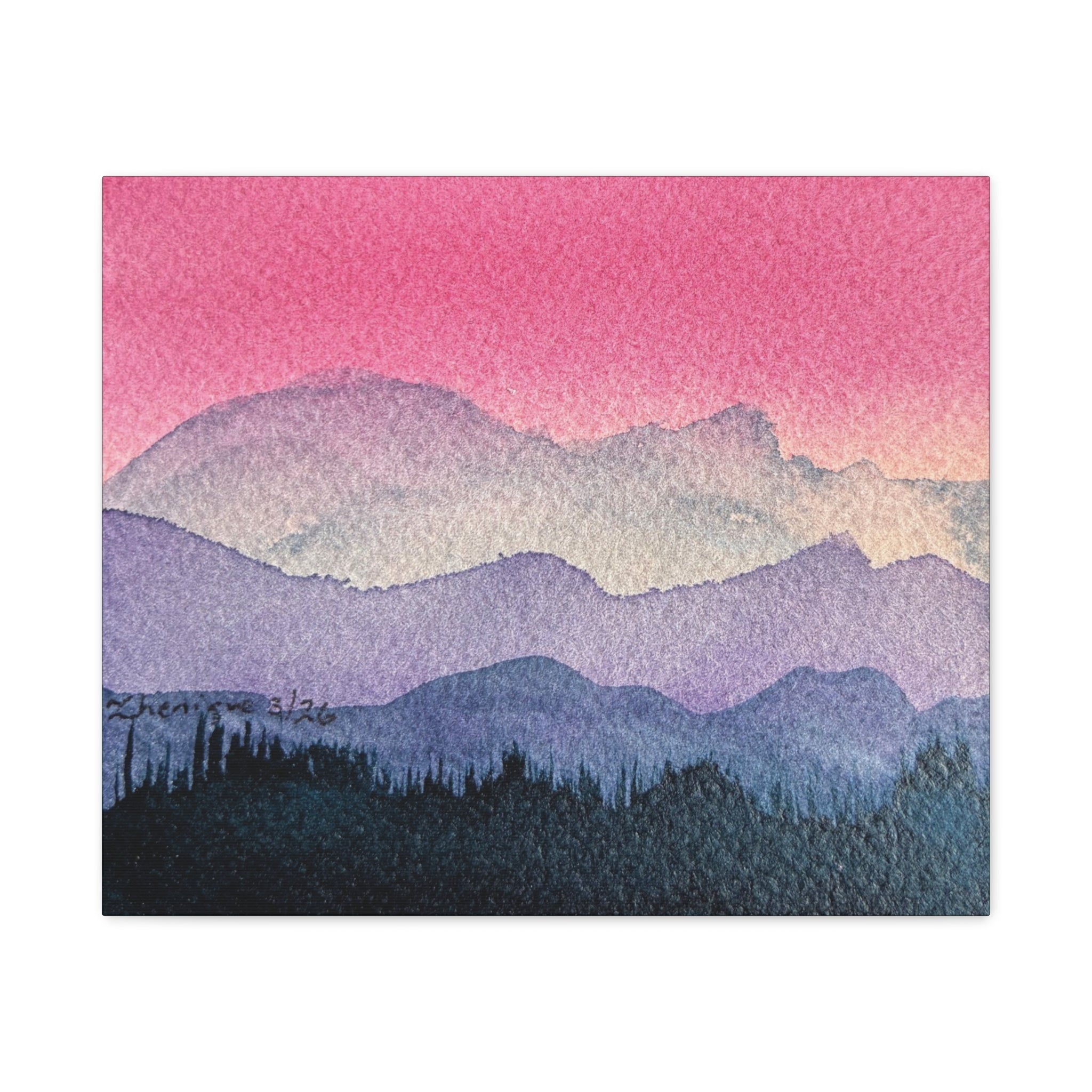 Jen Pink Sky watercolor on canvas
