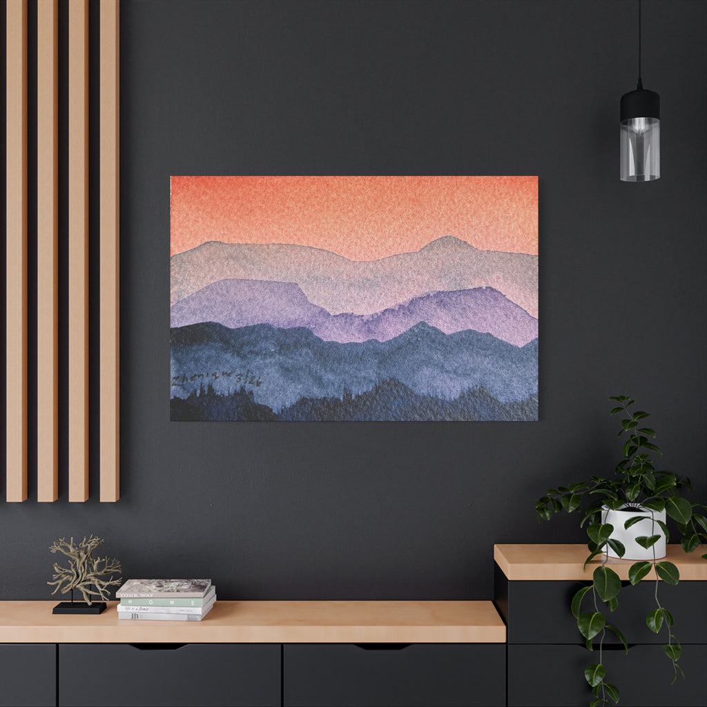 Salmon Sky Watercolor Canvas Print — Matte Stretched 1.25"