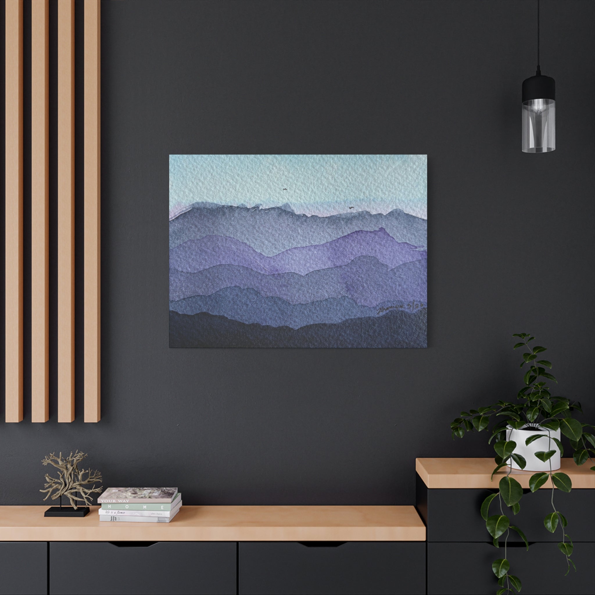 British Columbia Foggy d Watercolor Canvas Print