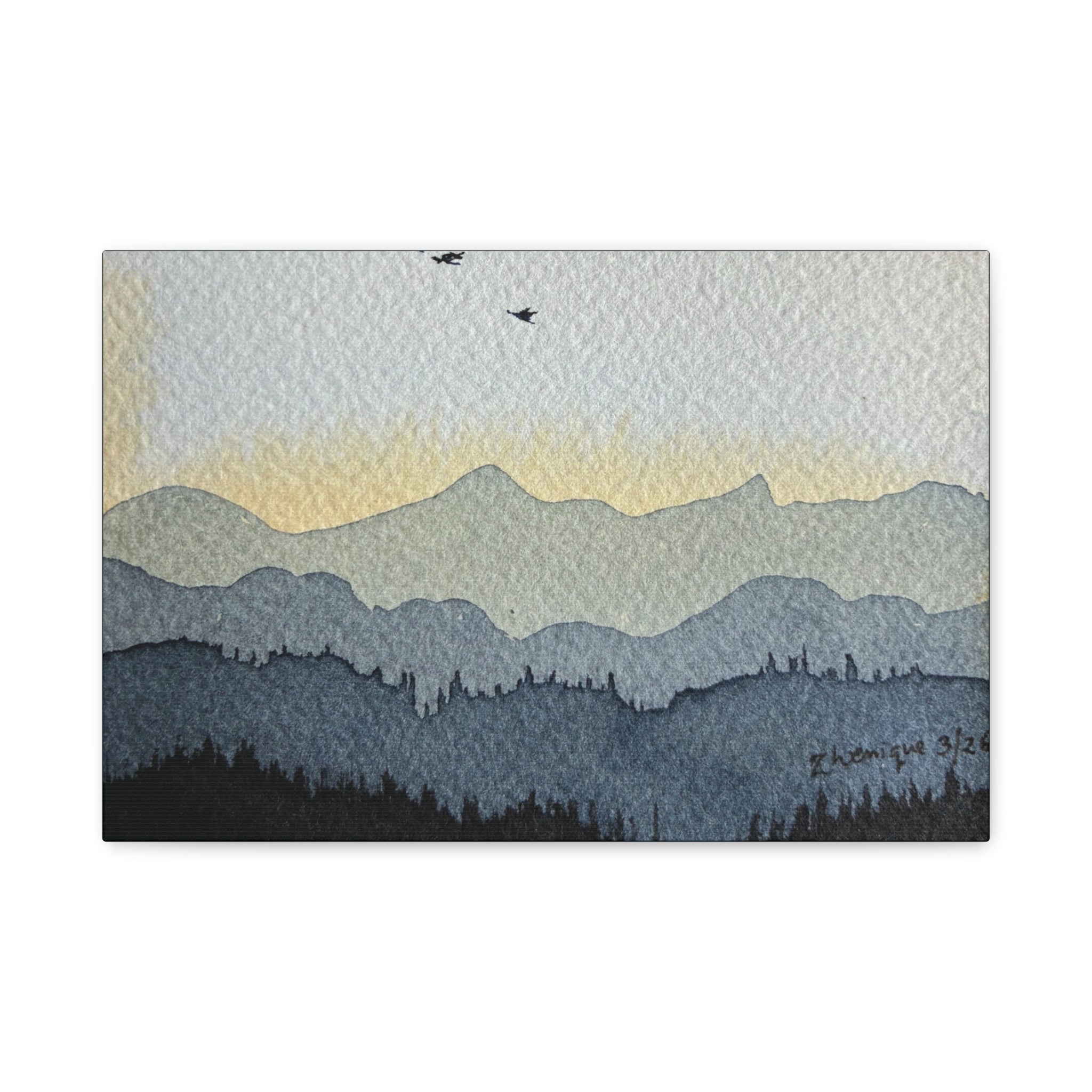 Mountain Sunrise Watercolor Canvas Print