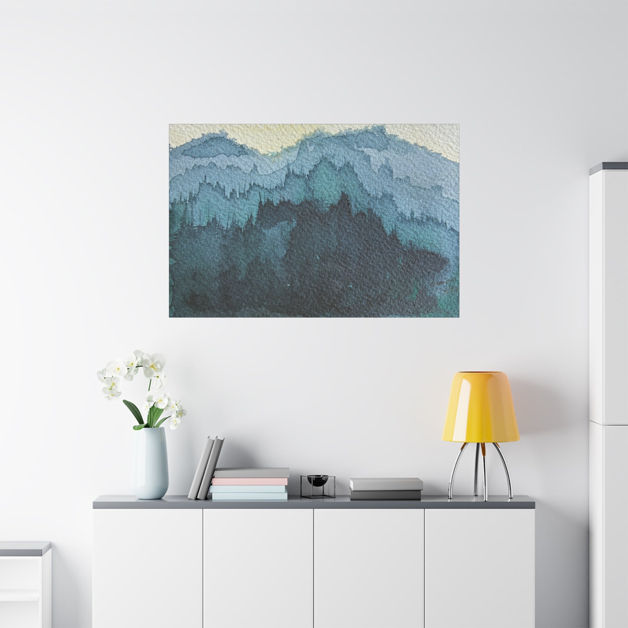 British Columbia Foggy c Watercolor Canvas Print