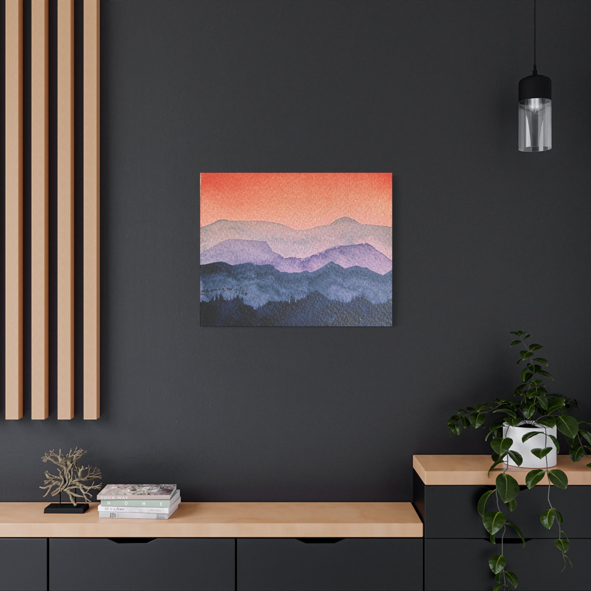 Salmon Sky Watercolor Canvas Print — Matte Stretched 1.25"