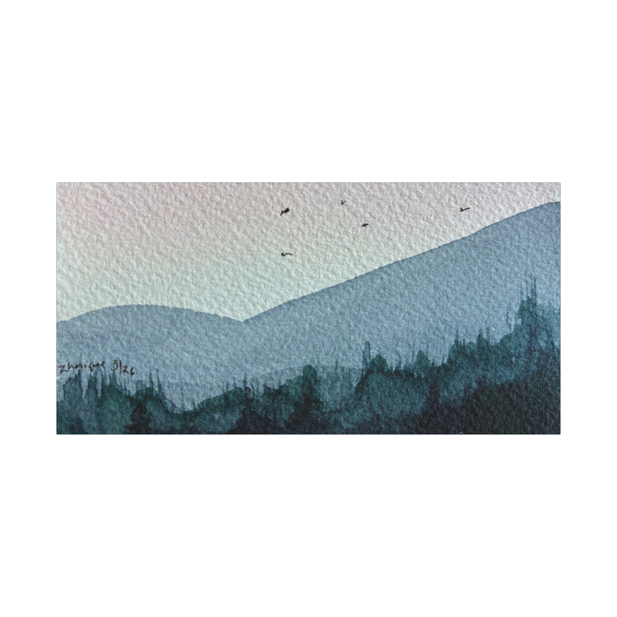 British Columbia Foggy b Watercolor Canvas Print