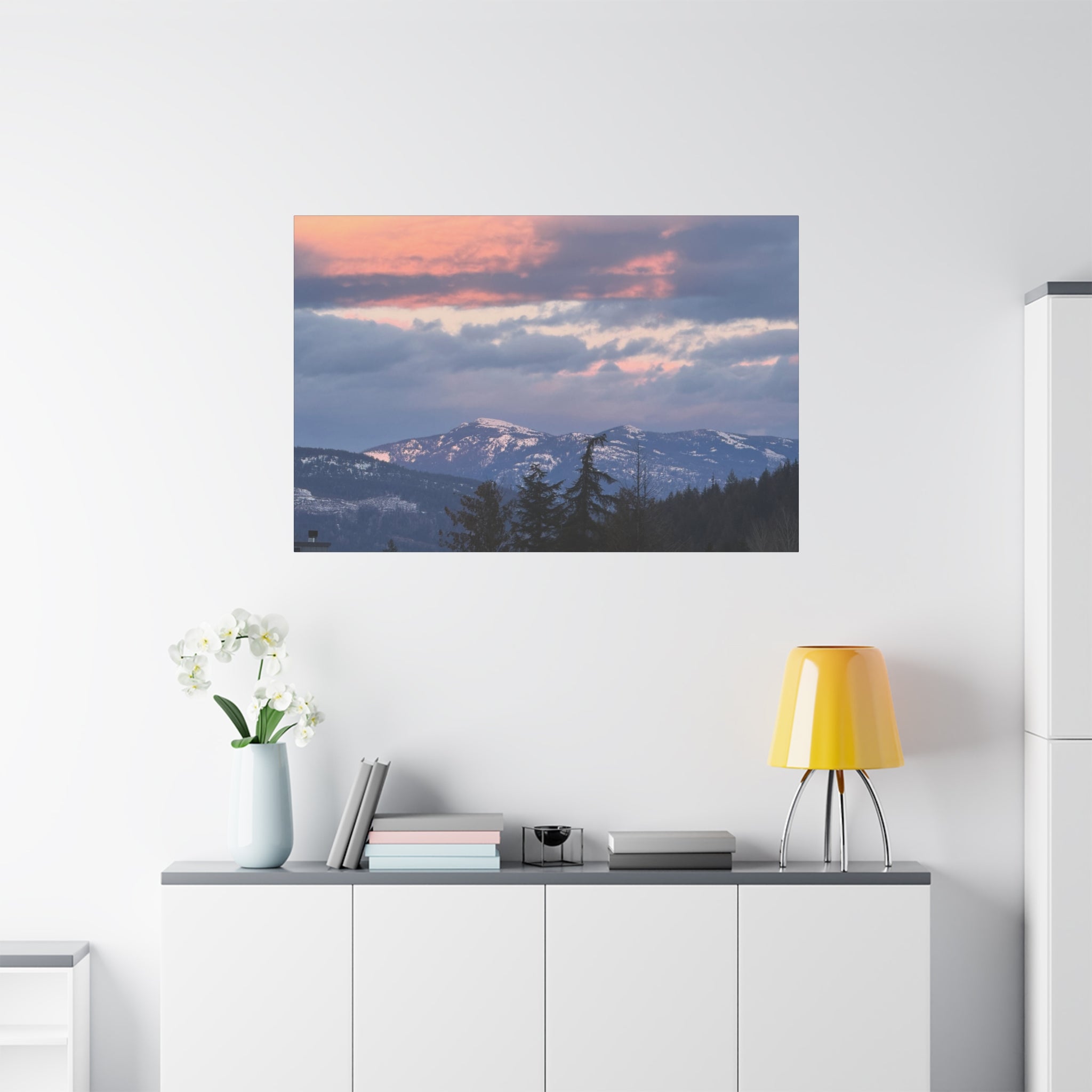 British Columbia Spring Mountain Photo Canvas Wall Art — Stretched Matte Landscape Print