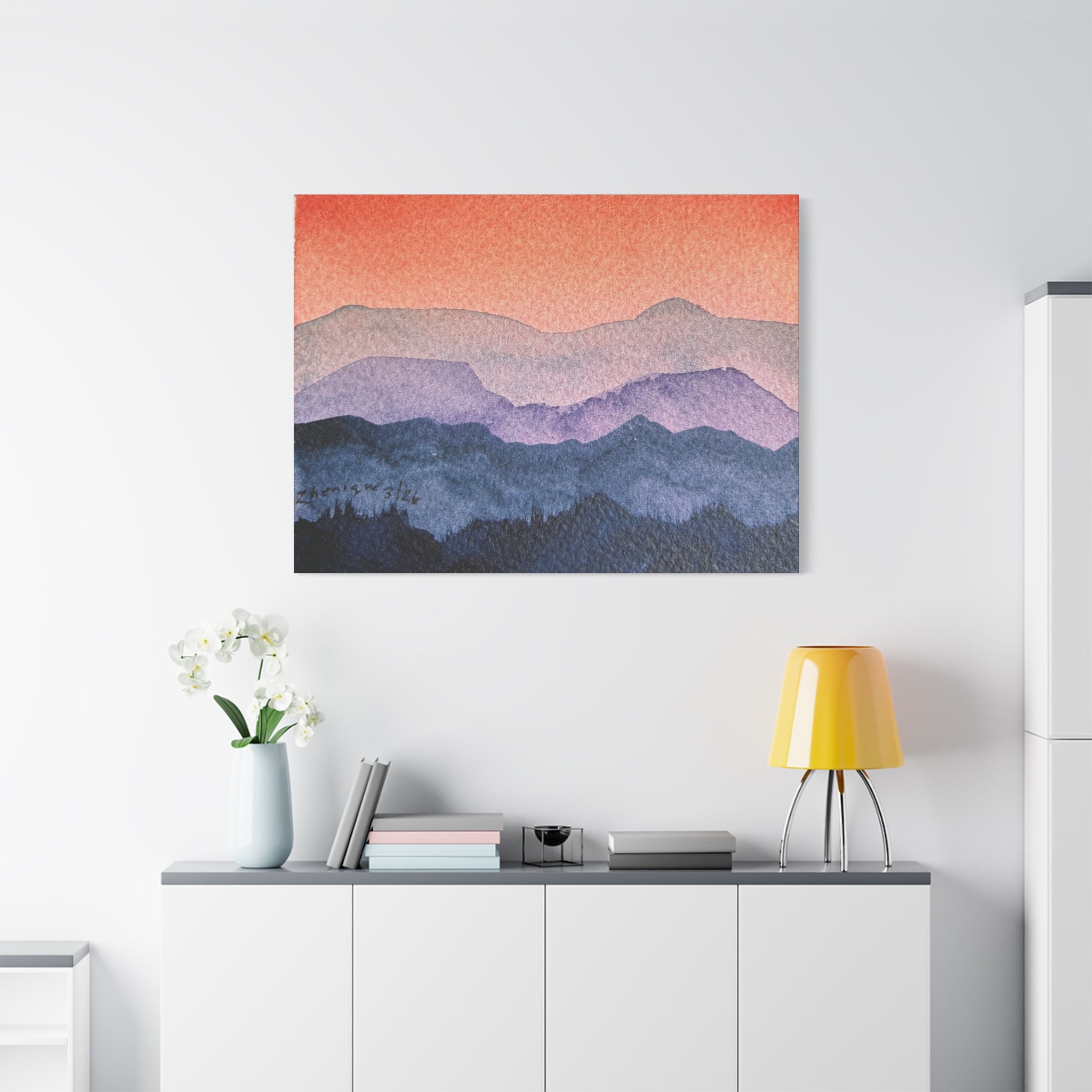 Salmon Sky Watercolor Canvas Print — Matte Stretched 1.25"