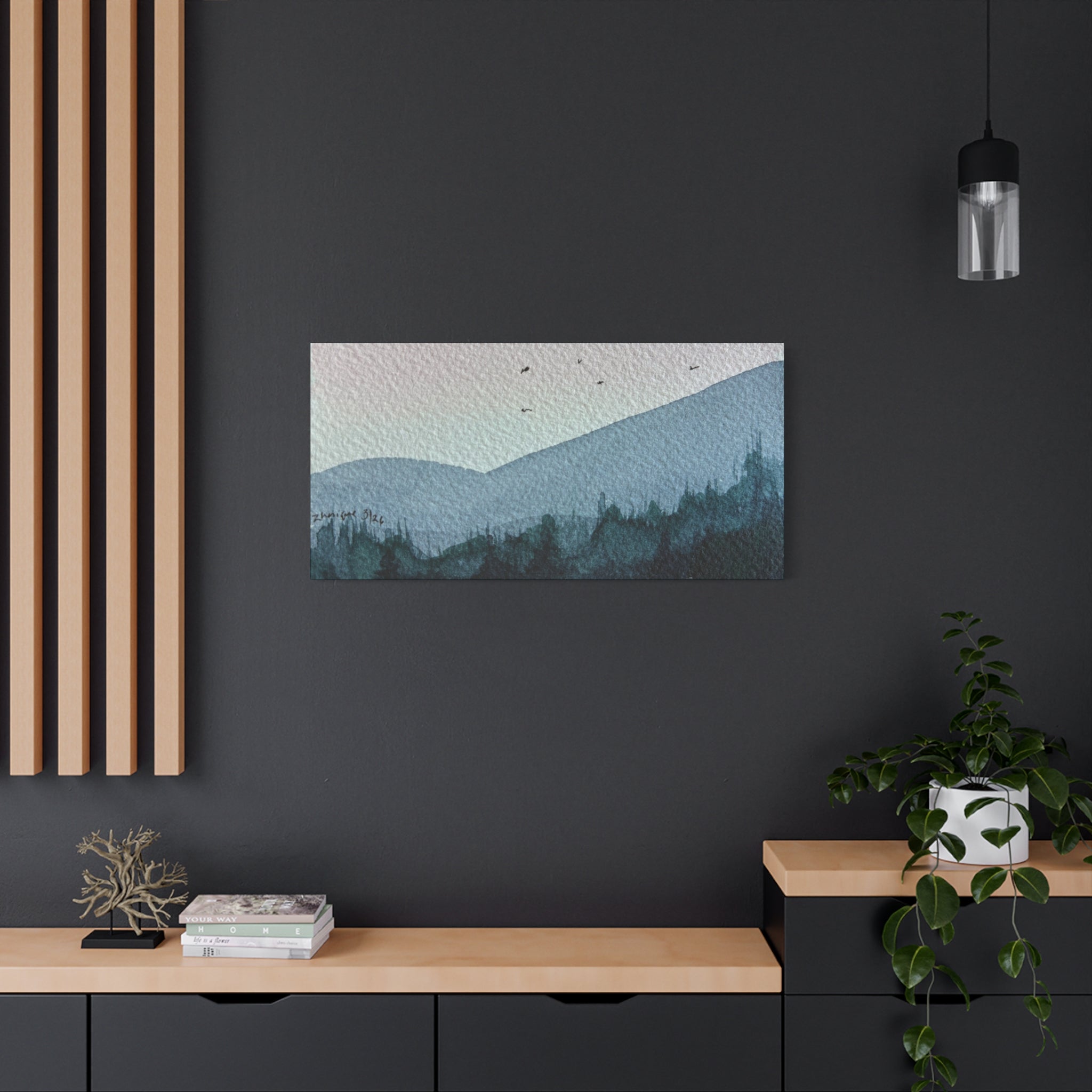 British Columbia Foggy b Watercolor Canvas Print