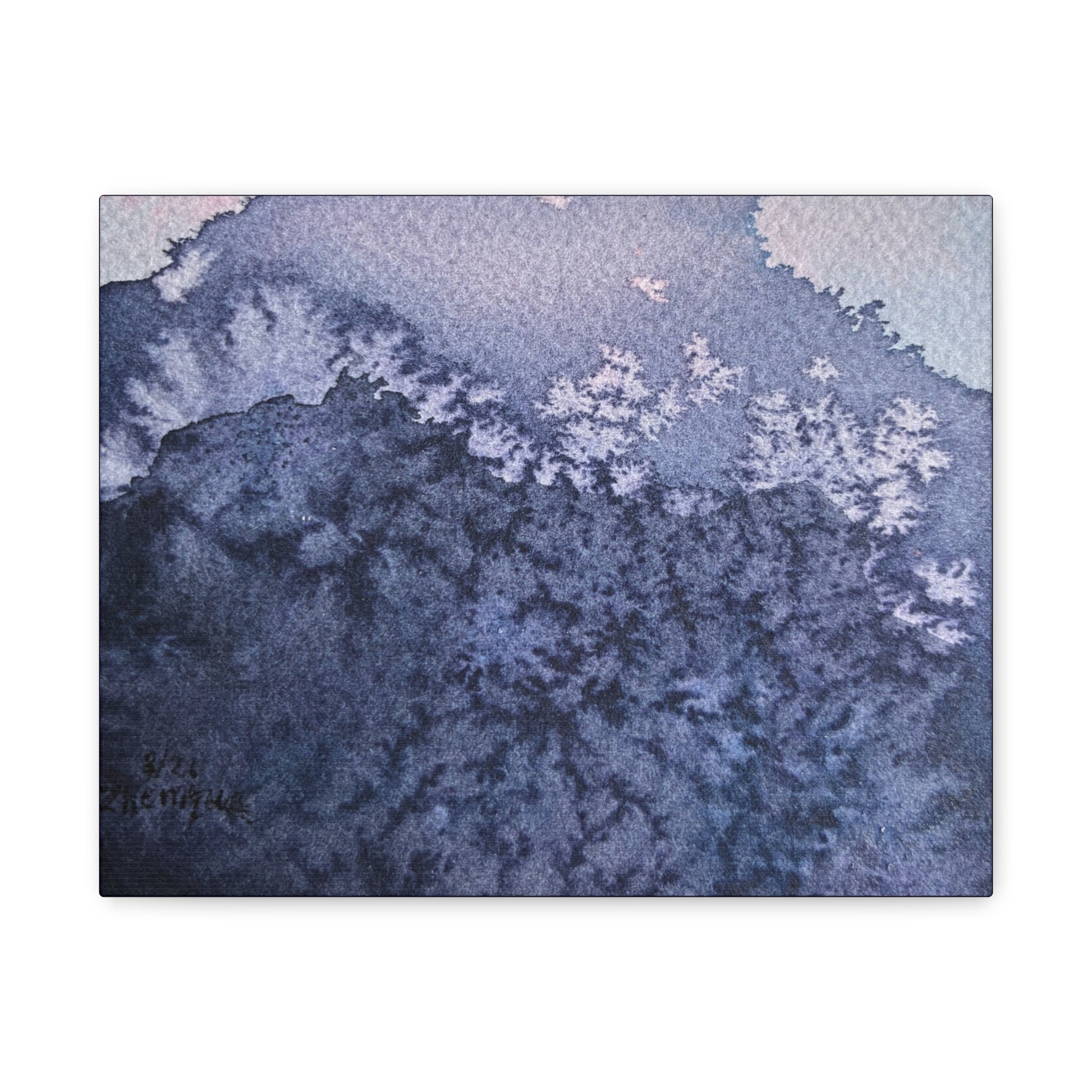 Kyle Abstract Indigo Watercolor Canvas Print — Matte Stretched Wall Art