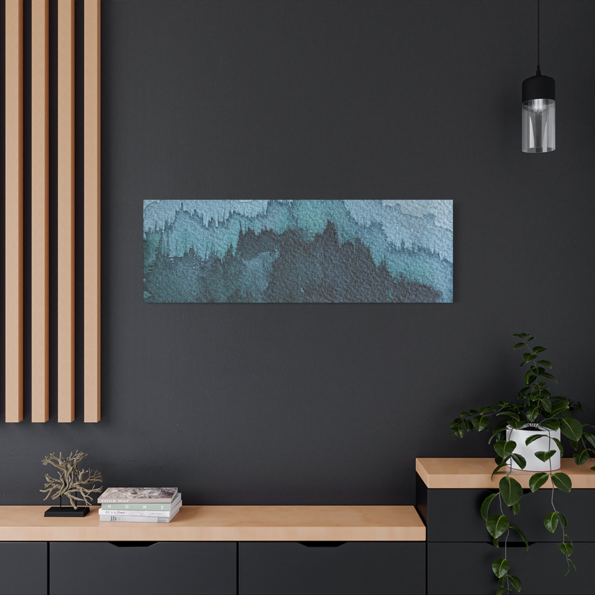 British Columbia Foggy c Watercolor Canvas Print