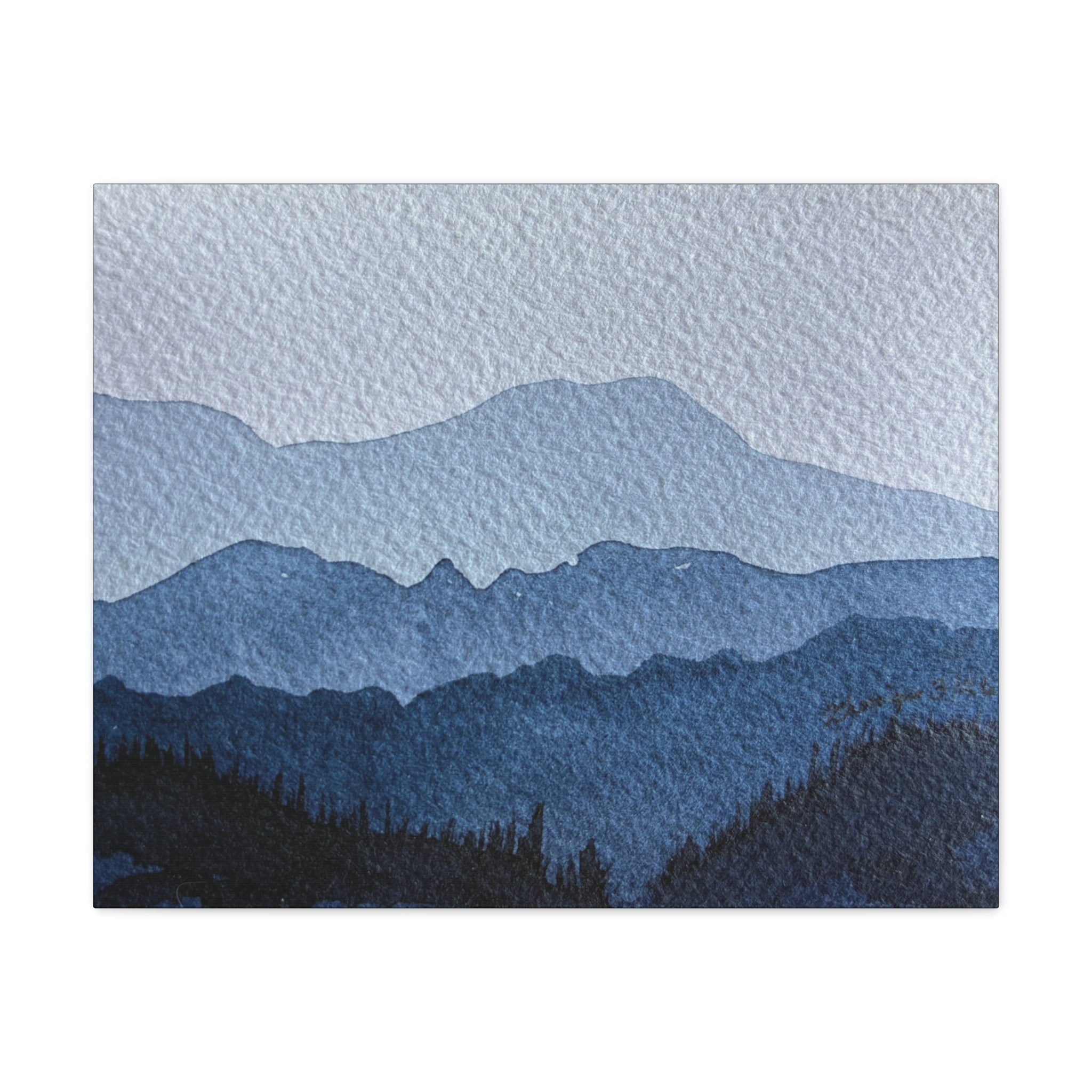 British Columbia Foggy a Watercolor Canvas Print