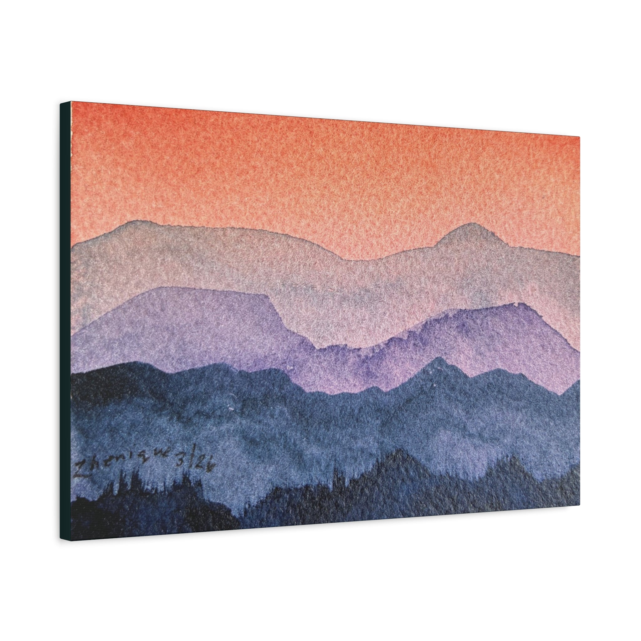 Salmon Sky Watercolor Canvas Print — Matte Stretched 1.25"