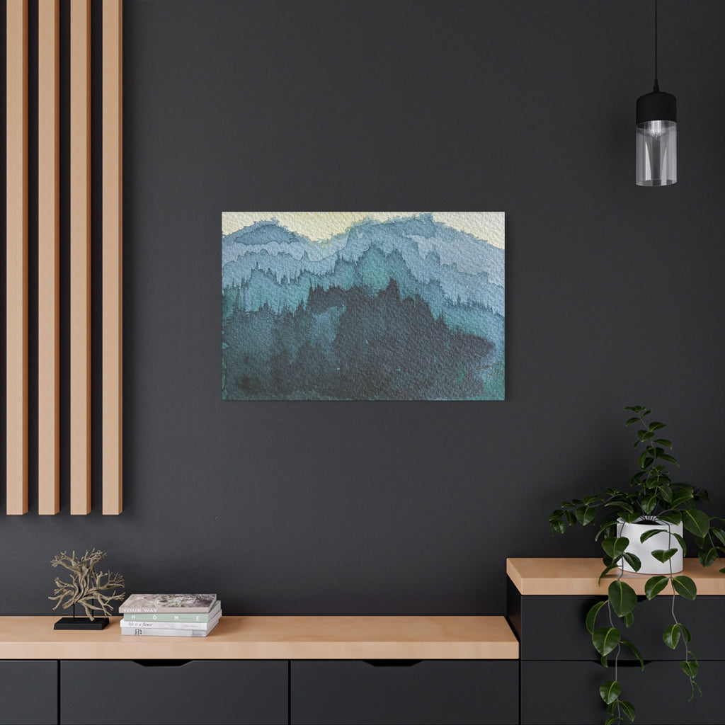 British Columbia Foggy c Watercolor Canvas Print