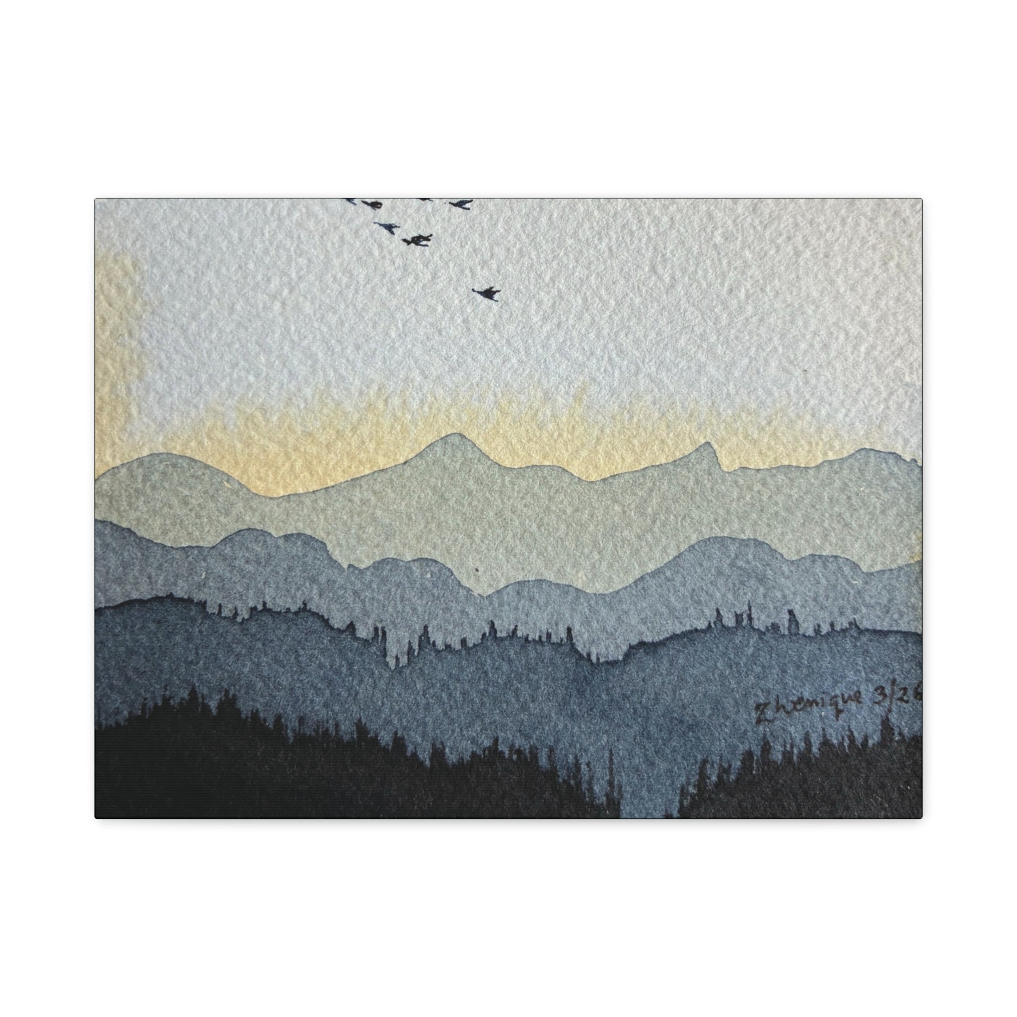 Mountain Sunrise Watercolor Canvas Print