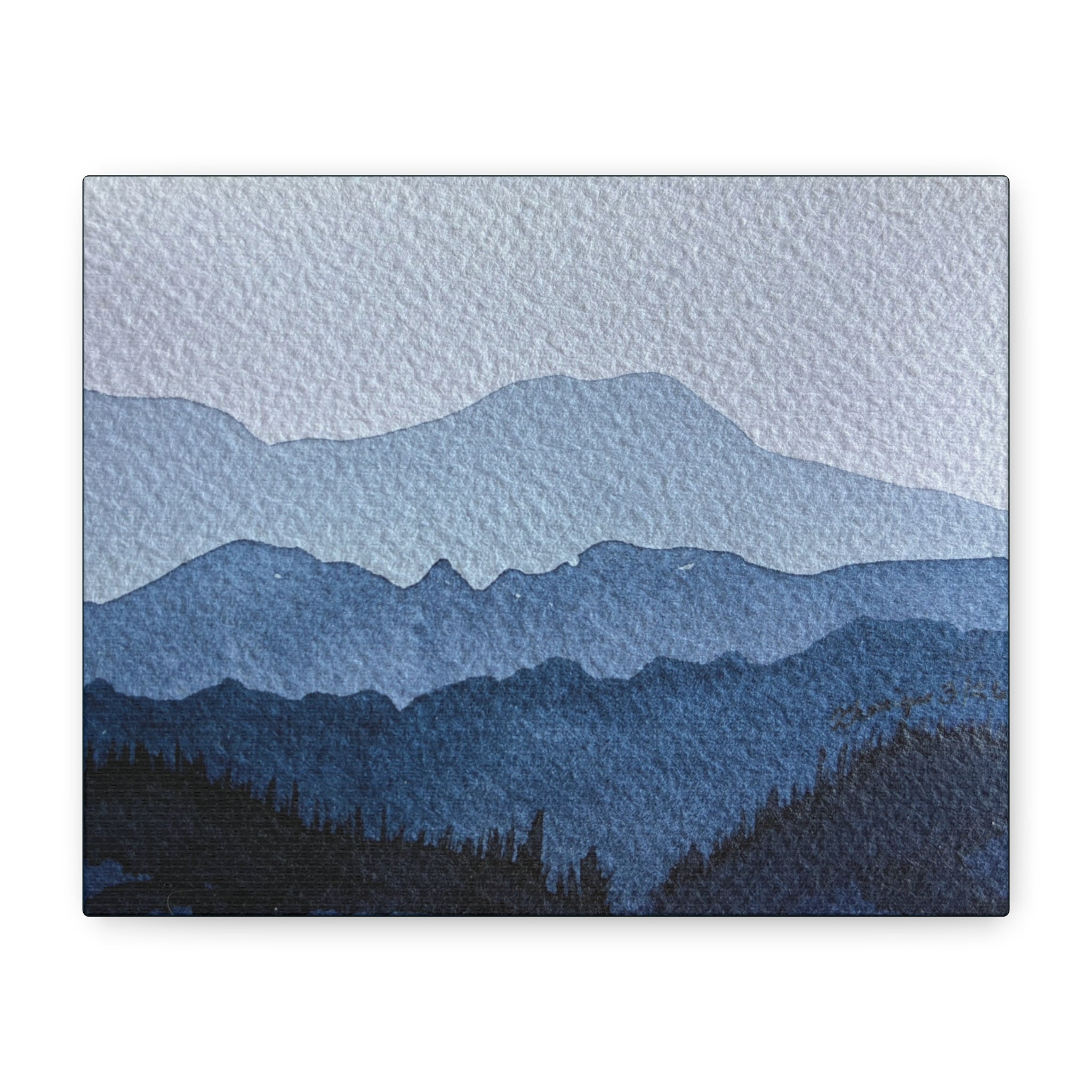 British Columbia Foggy a Watercolor Canvas Print