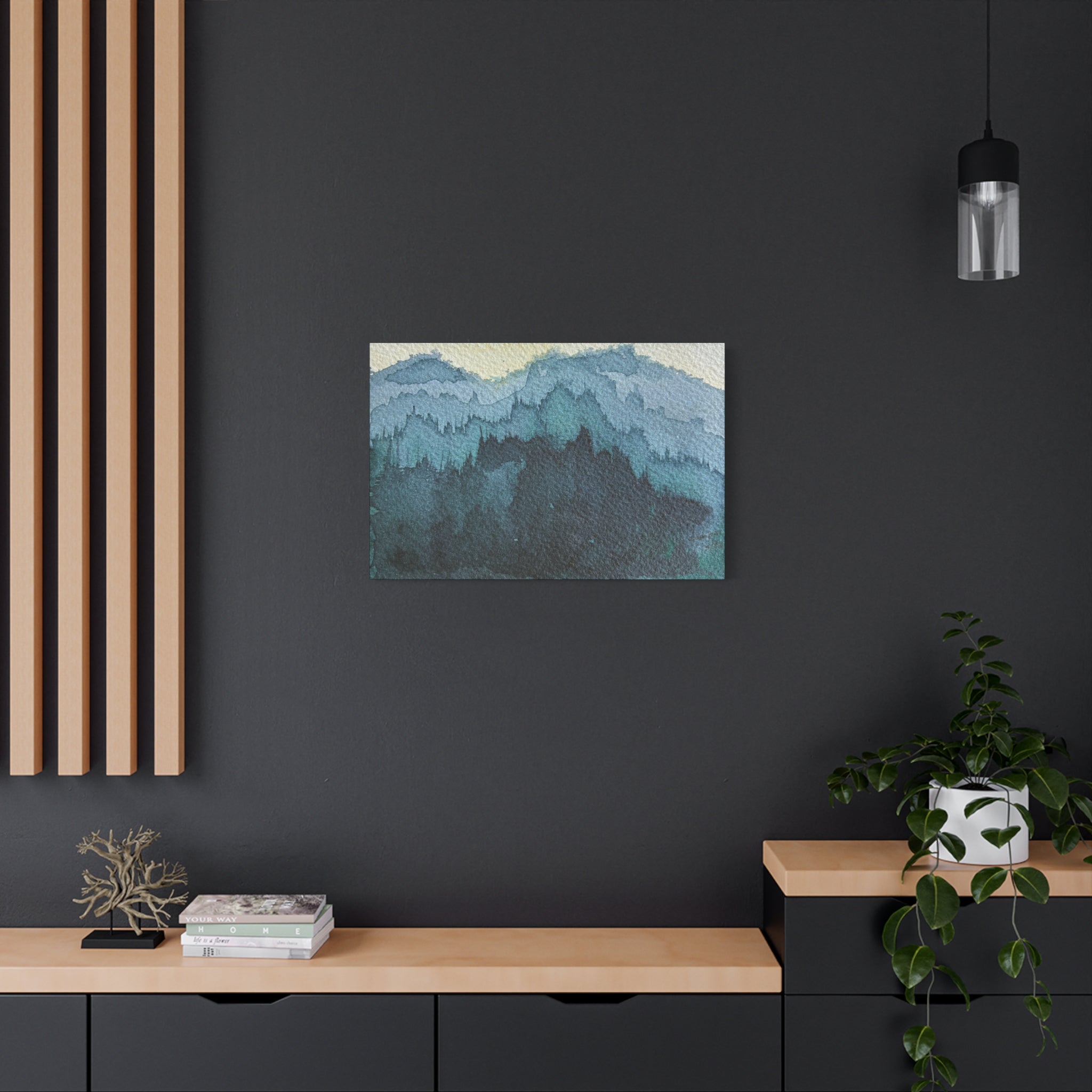 British Columbia Foggy c Watercolor Canvas Print