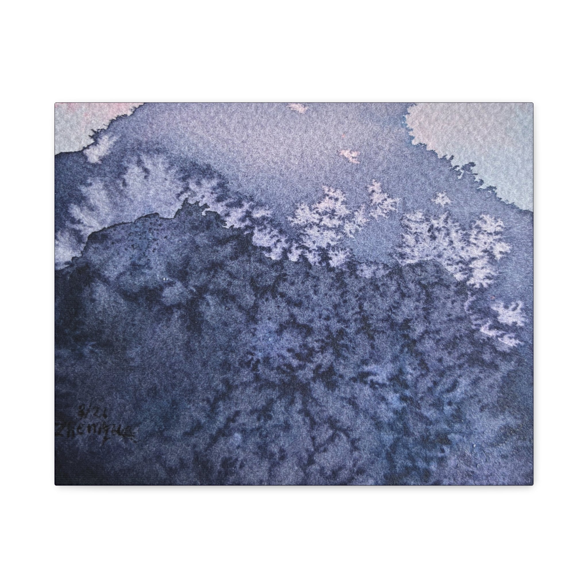 Kyle Abstract Indigo Watercolor Canvas Print — Matte Stretched Wall Art