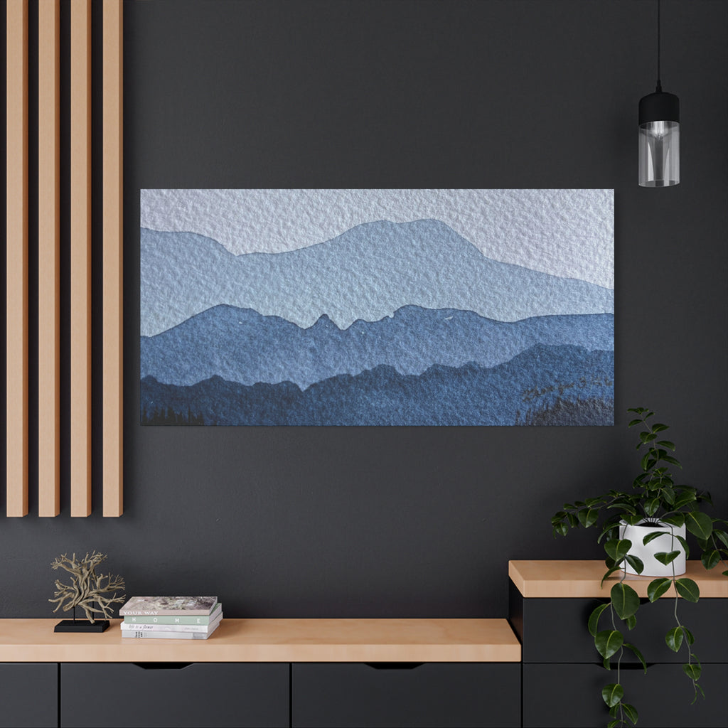 British Columbia Foggy a Watercolor Canvas Print