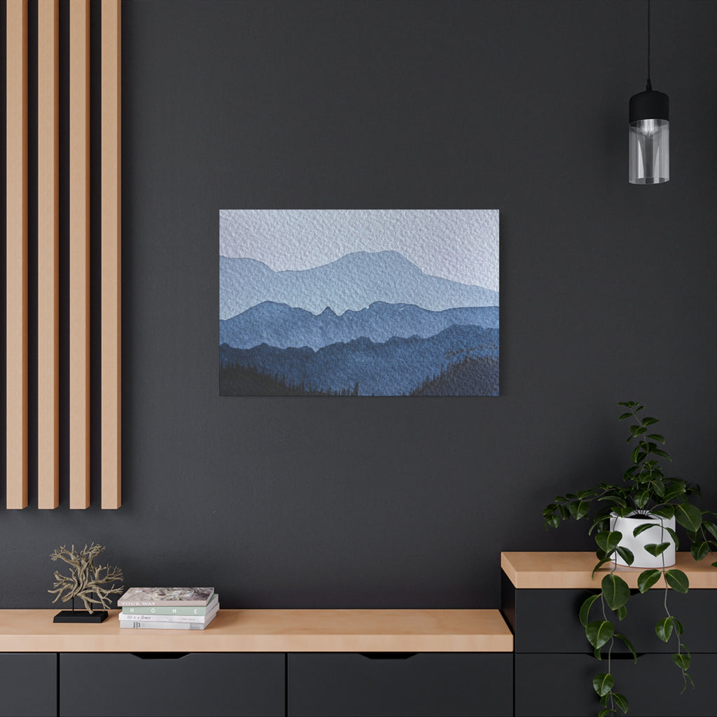 British Columbia Foggy a Watercolor Canvas Print