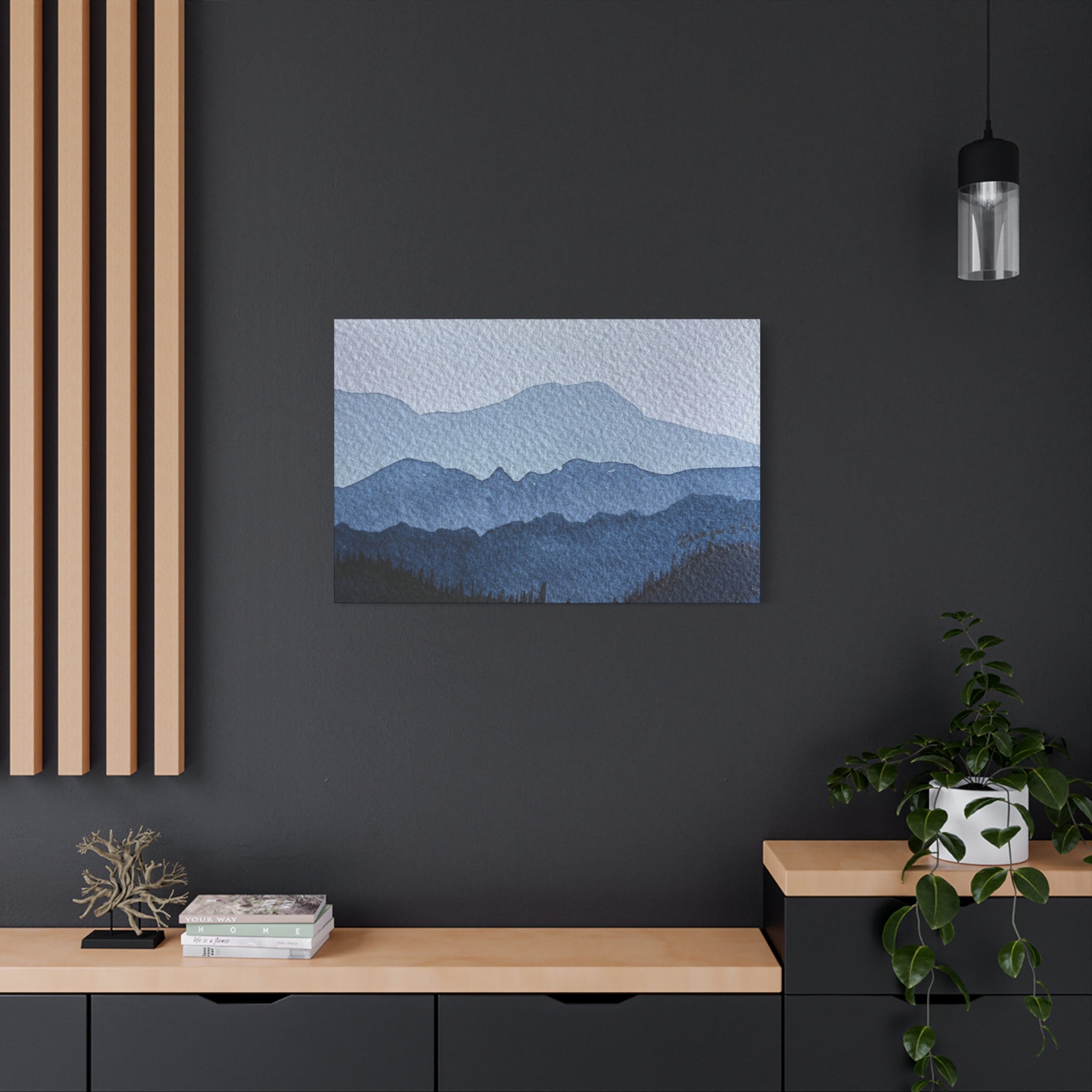 British Columbia Foggy a Watercolor Canvas Print