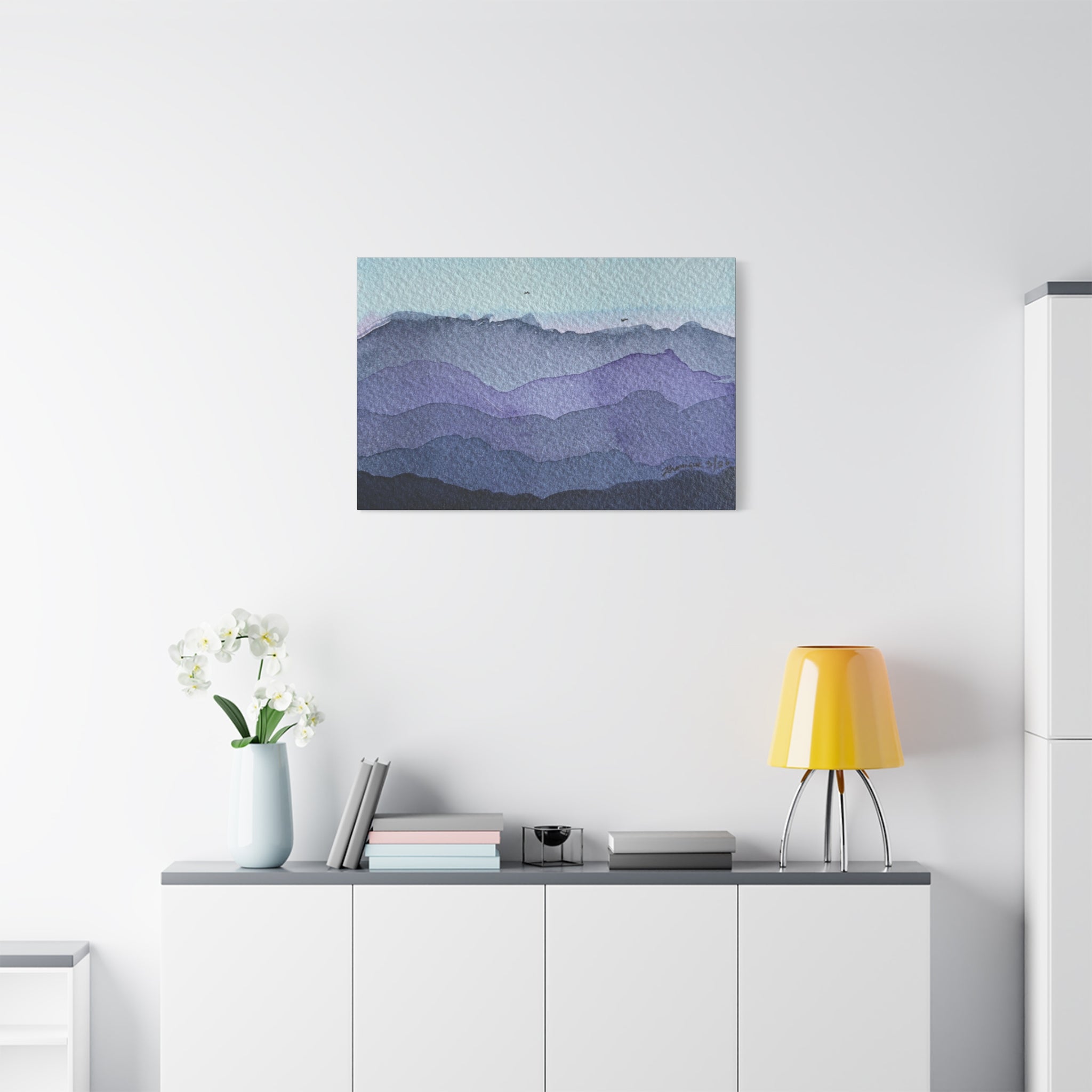 British Columbia Foggy d Watercolor Canvas Print