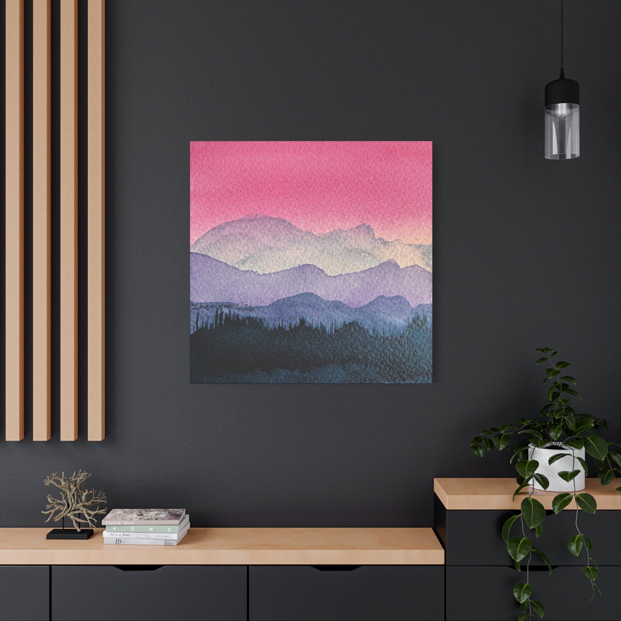 Jen Pink Sky watercolor on canvas