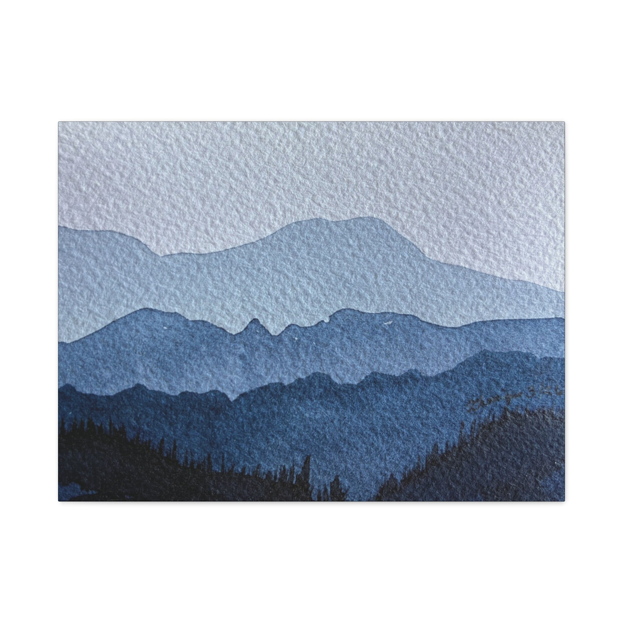 British Columbia Foggy a Watercolor Canvas Print
