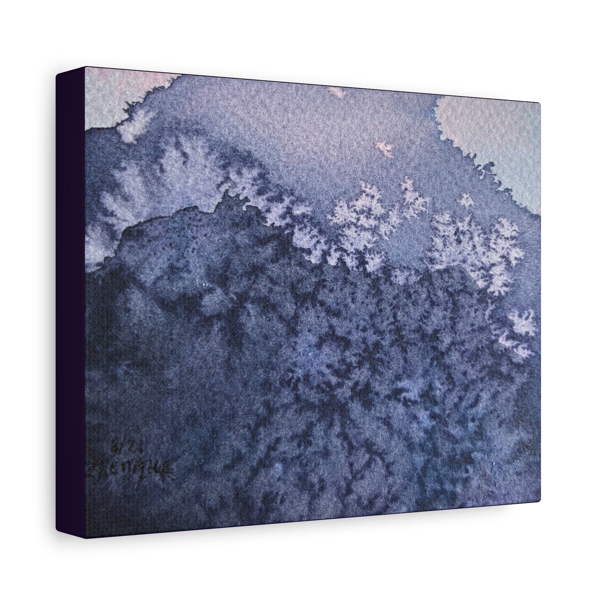 Kyle Abstract Indigo Watercolor Canvas Print — Matte Stretched Wall Art