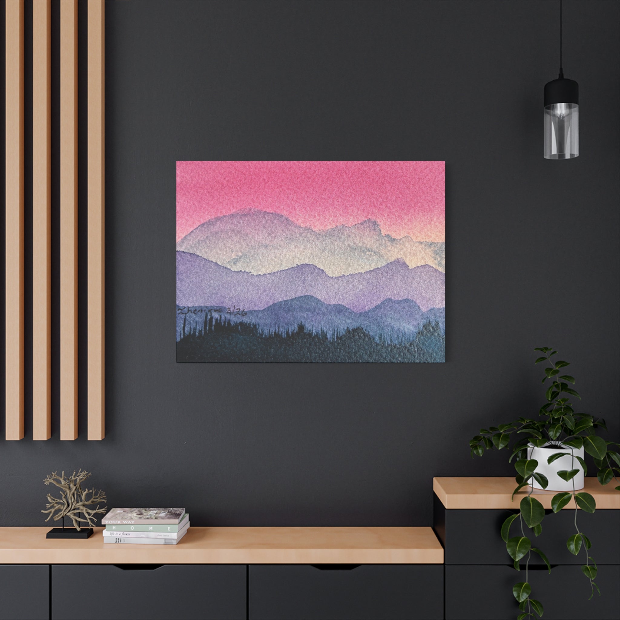 Jen Pink Sky watercolor on canvas