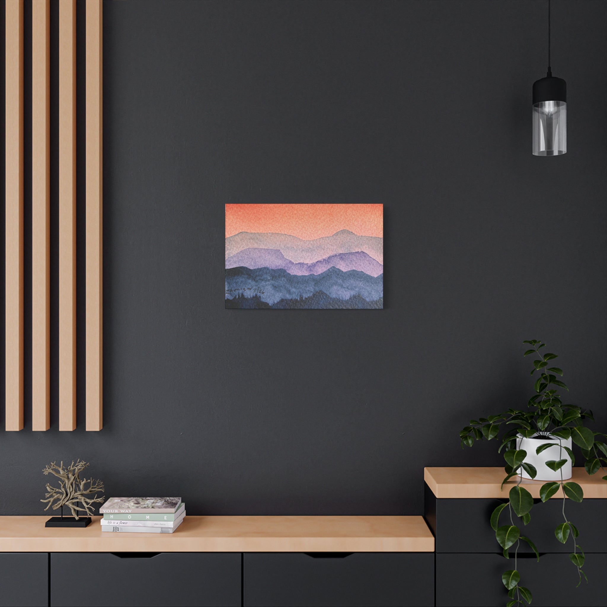 Salmon Sky Watercolor Canvas Print — Matte Stretched 1.25"