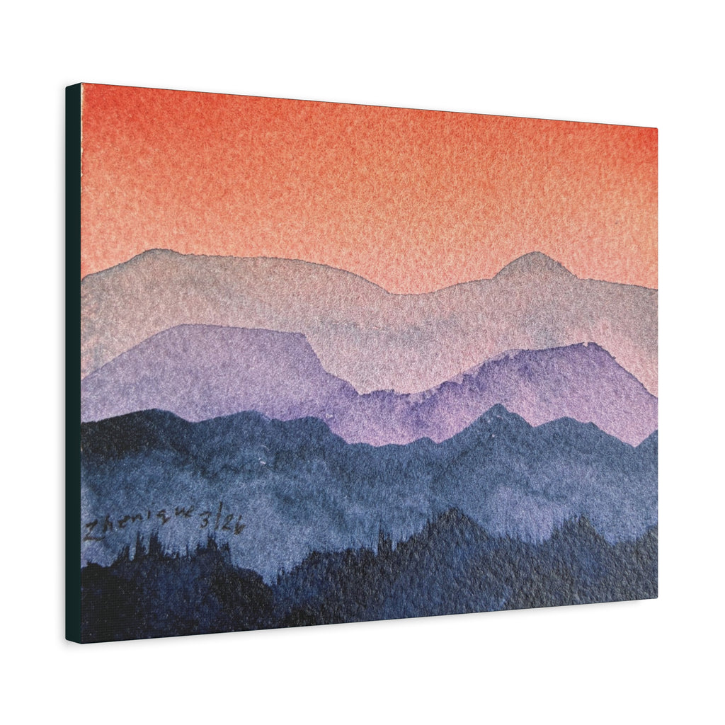 Salmon Sky Watercolor Canvas Print — Matte Stretched 1.25"