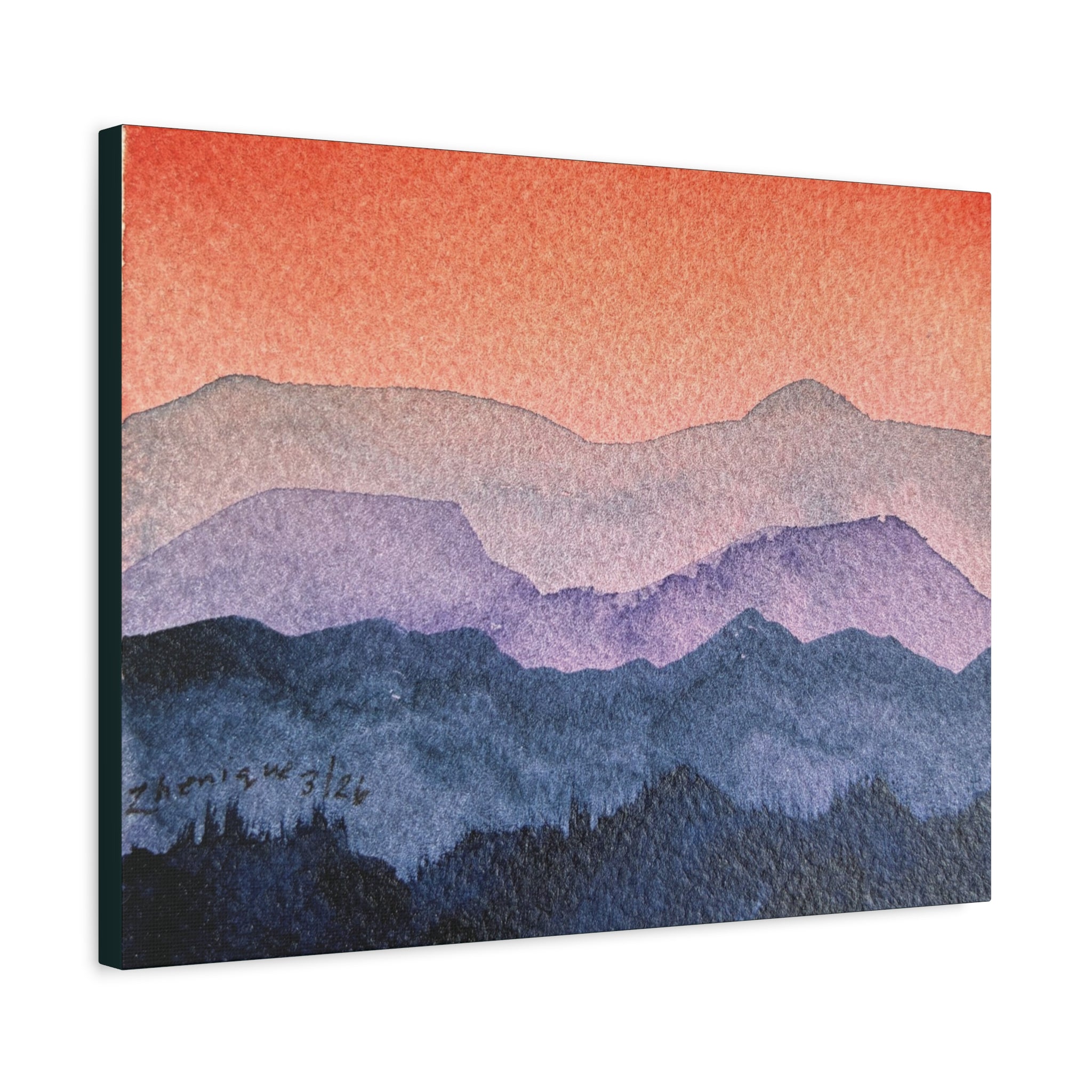 Salmon Sky Watercolor Canvas Print — Matte Stretched 1.25"