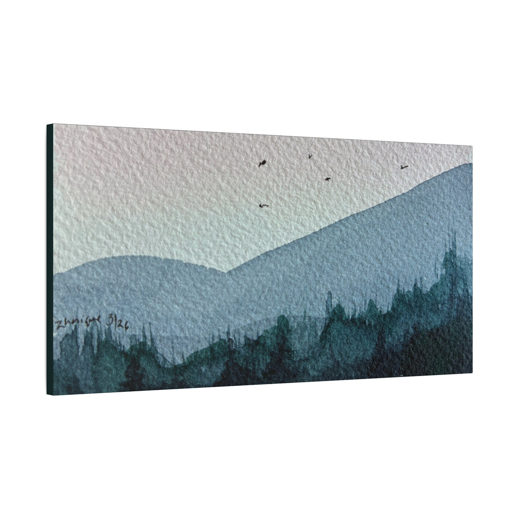 British Columbia Foggy b Watercolor Canvas Print