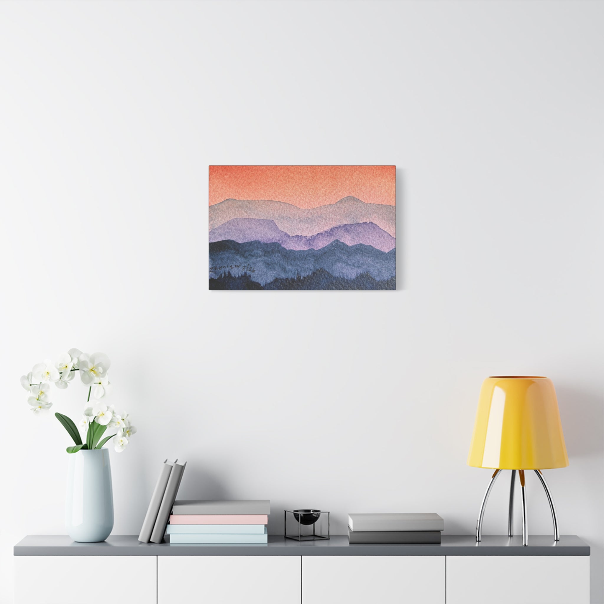 Salmon Sky Watercolor Canvas Print — Matte Stretched 1.25"