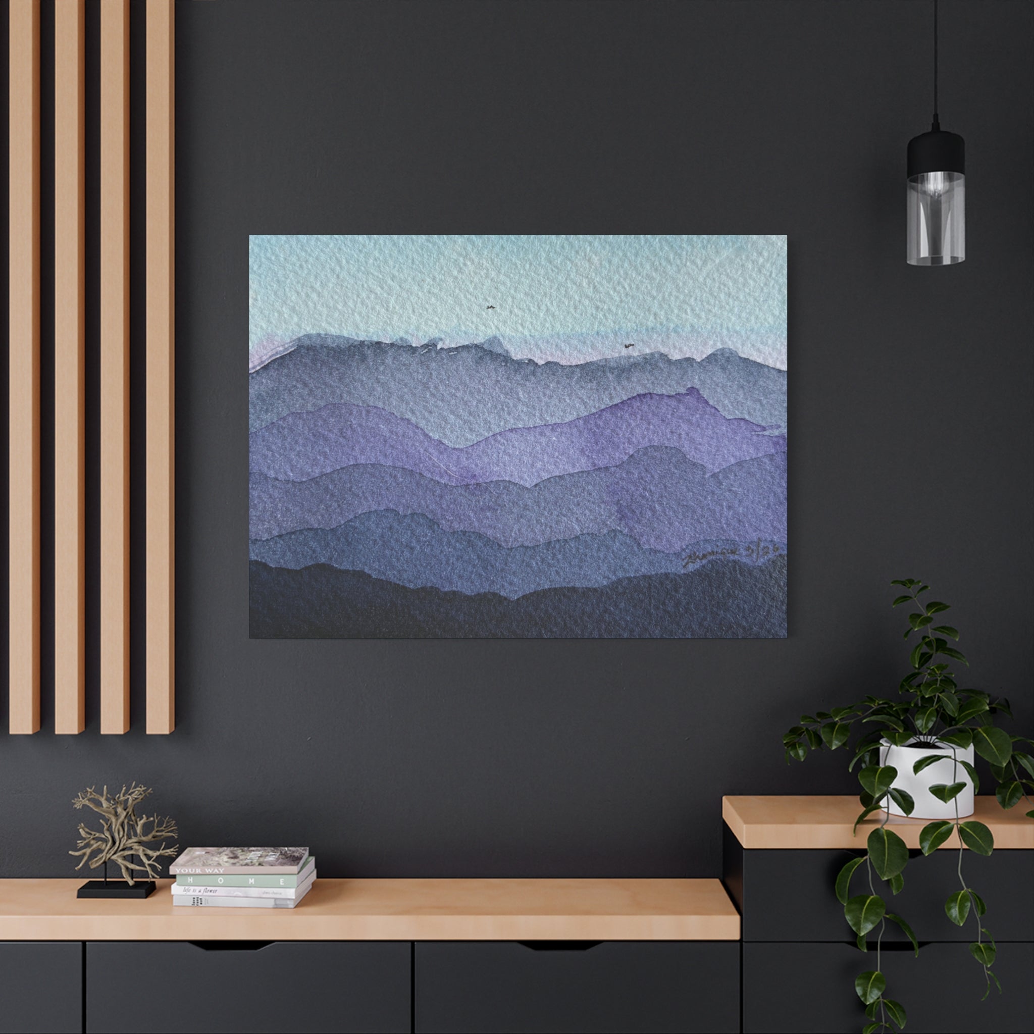 British Columbia Foggy d Watercolor Canvas Print