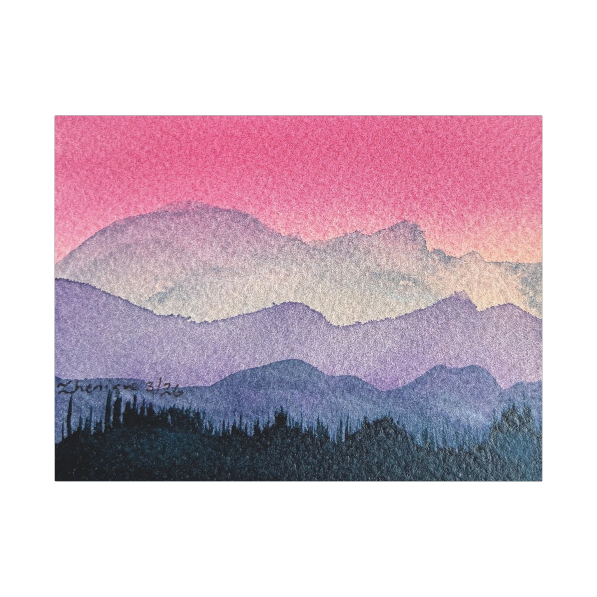 Jen Pink Sky watercolor on canvas