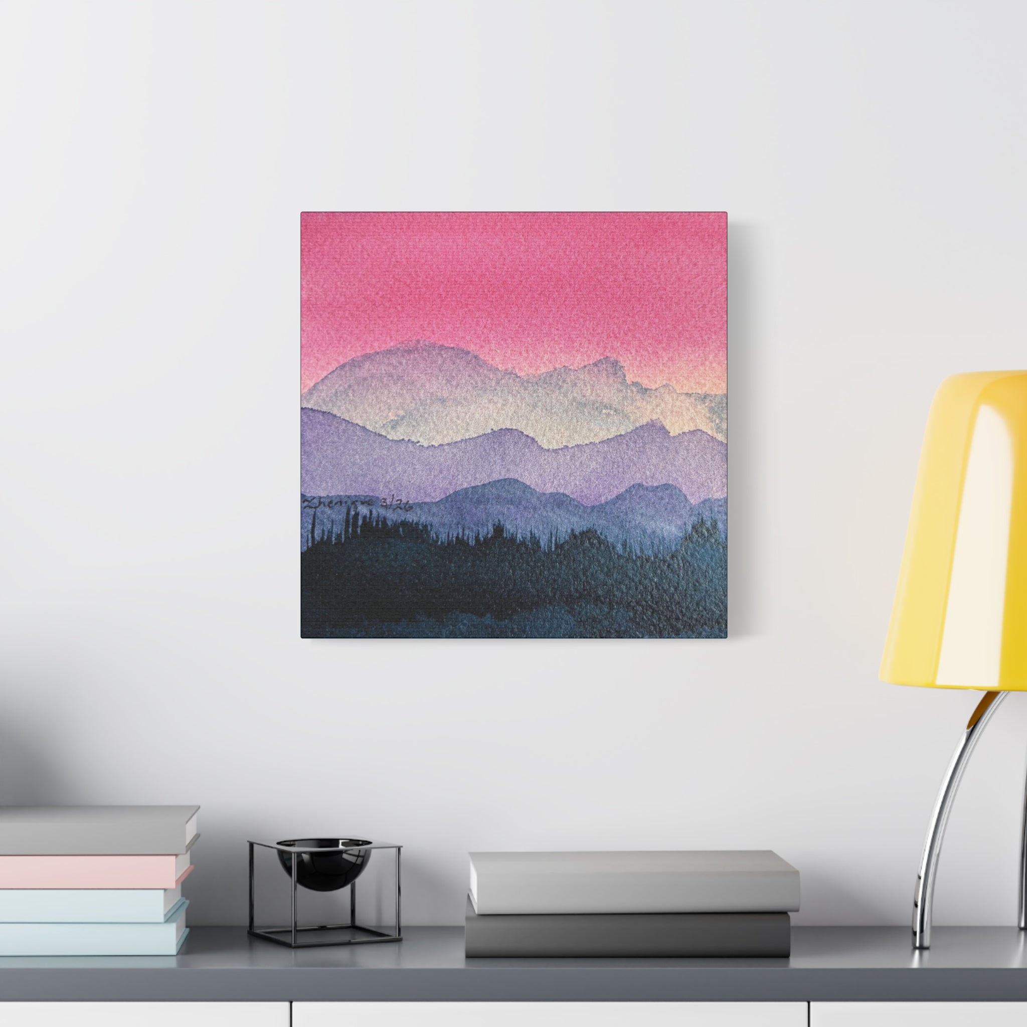 Jen Pink Sky watercolor on canvas