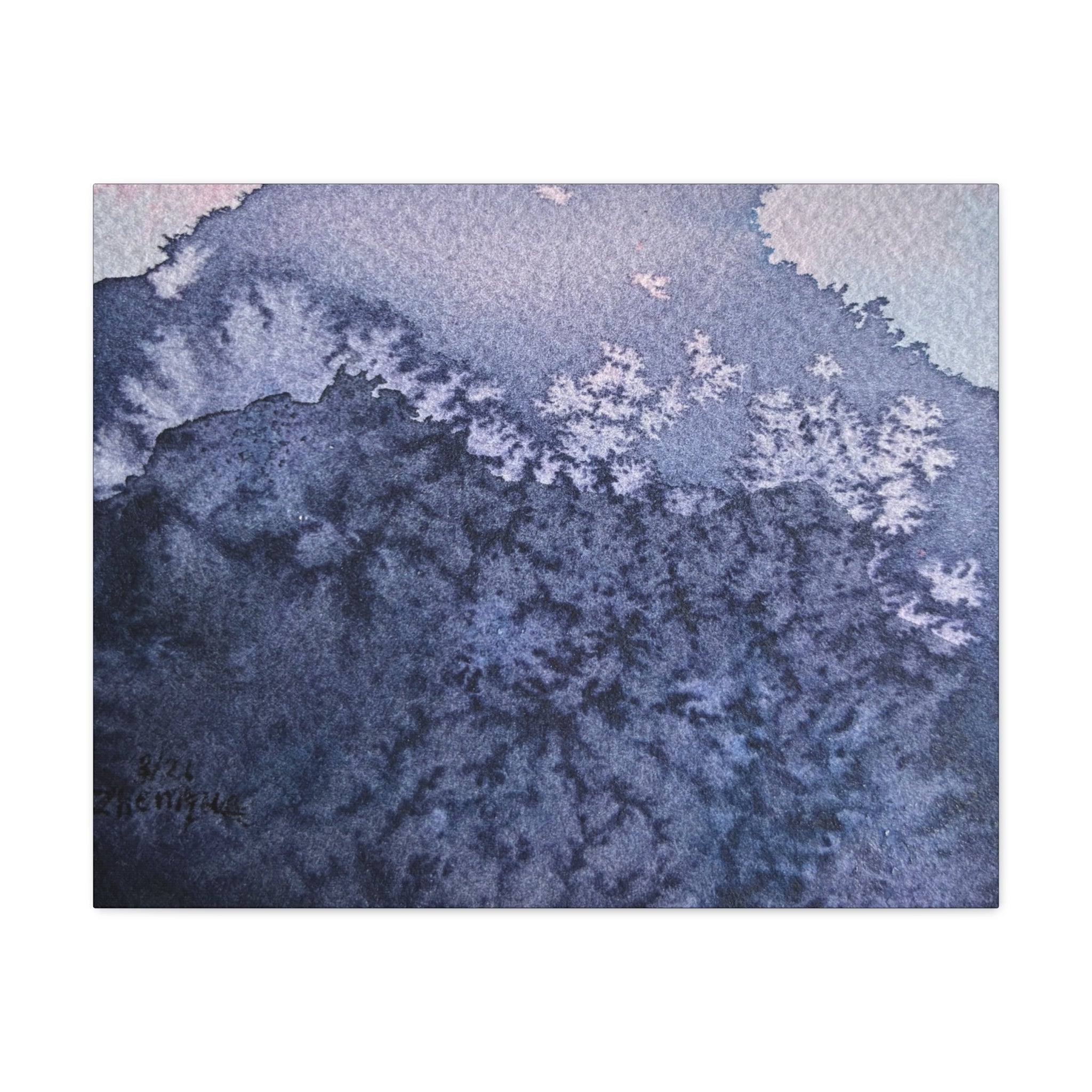 Kyle Abstract Indigo Watercolor Canvas Print — Matte Stretched Wall Art