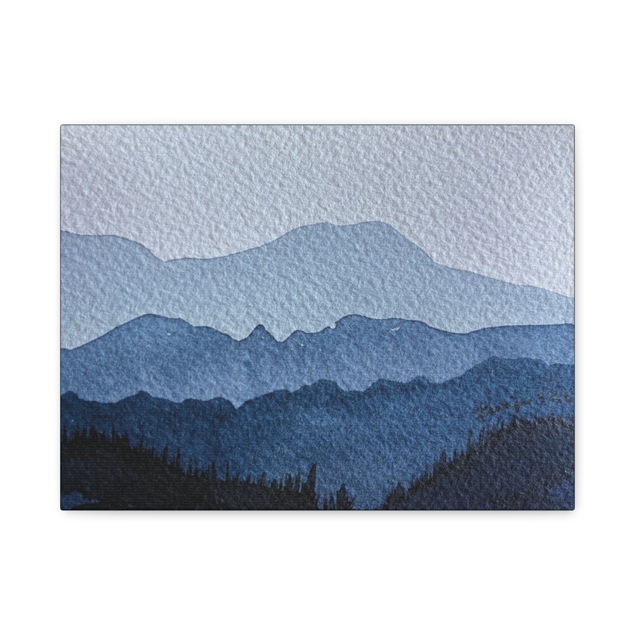 British Columbia Foggy a Watercolor Canvas Print