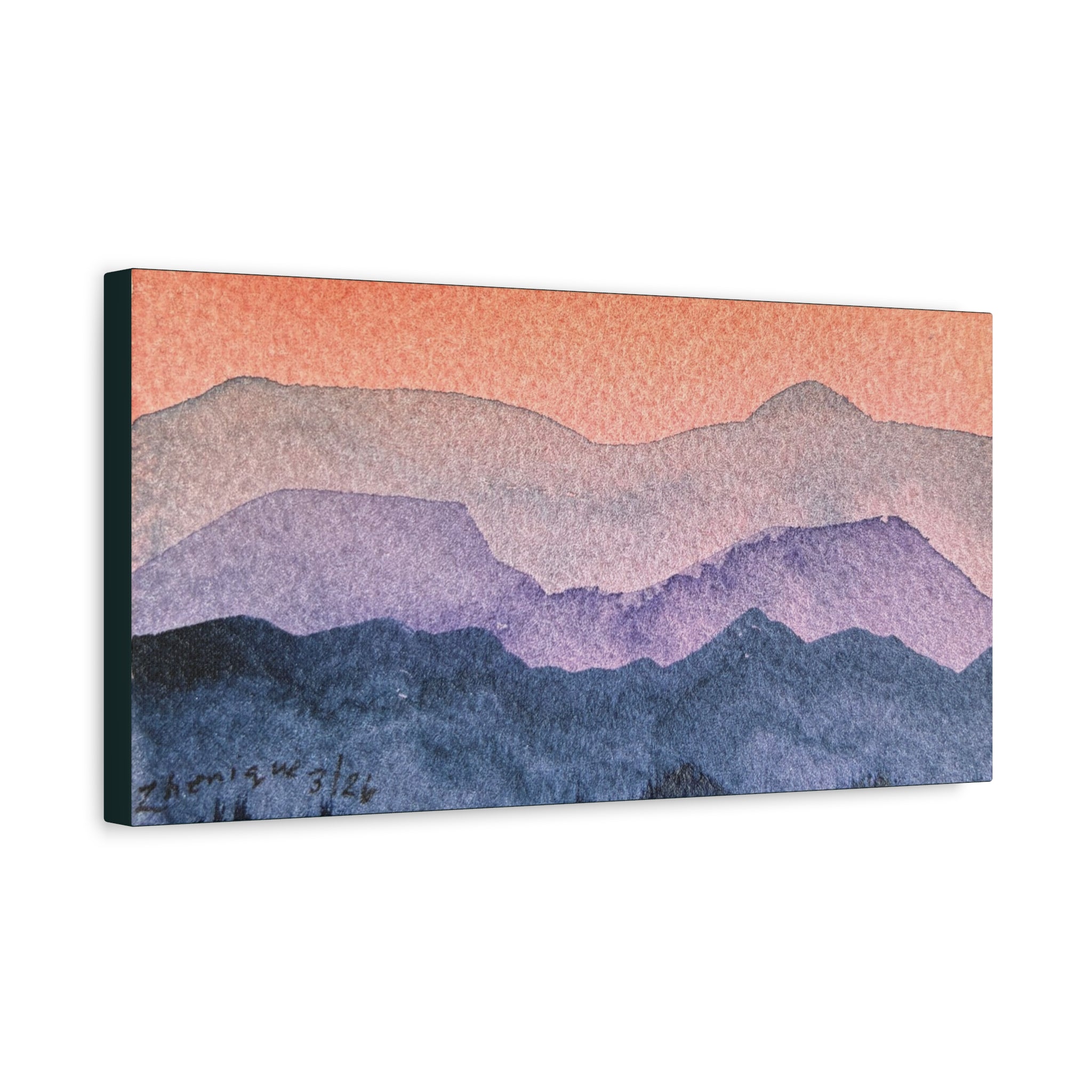Salmon Sky Watercolor Canvas Print — Matte Stretched 1.25"