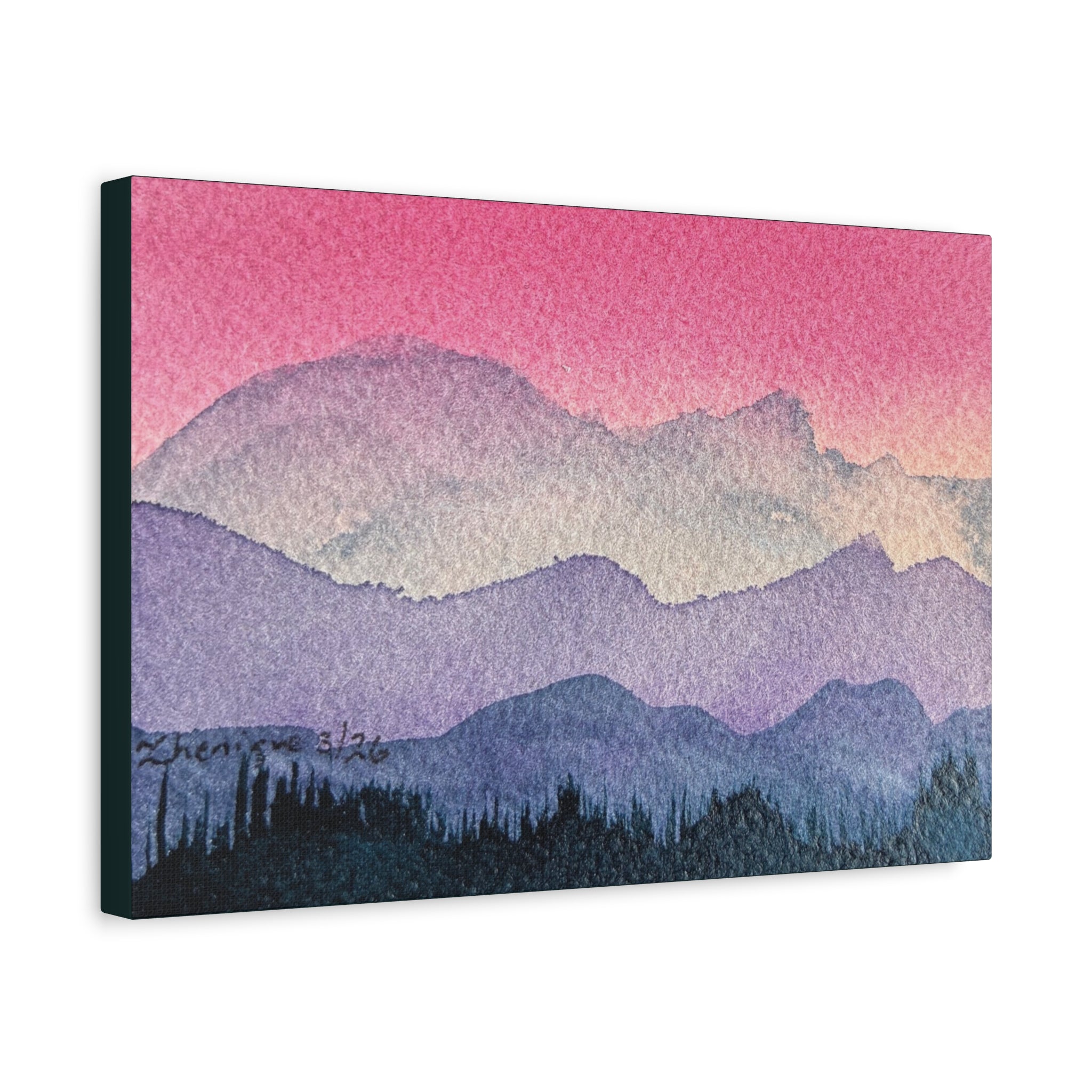 Jen Pink Sky watercolor on canvas