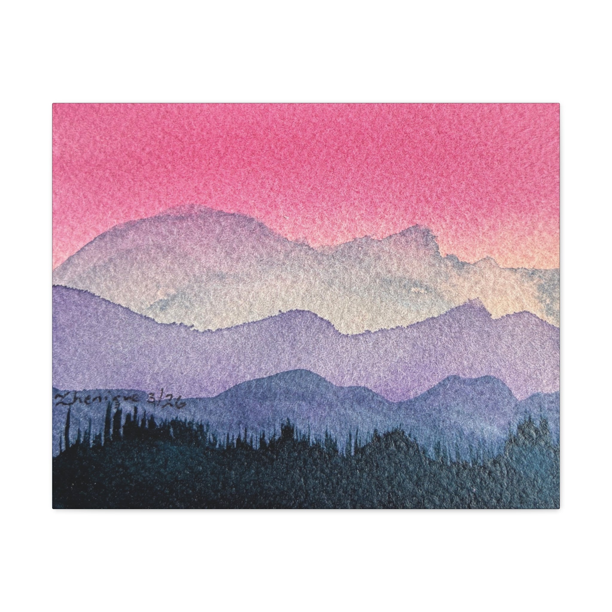 Jen Pink Sky watercolor on canvas