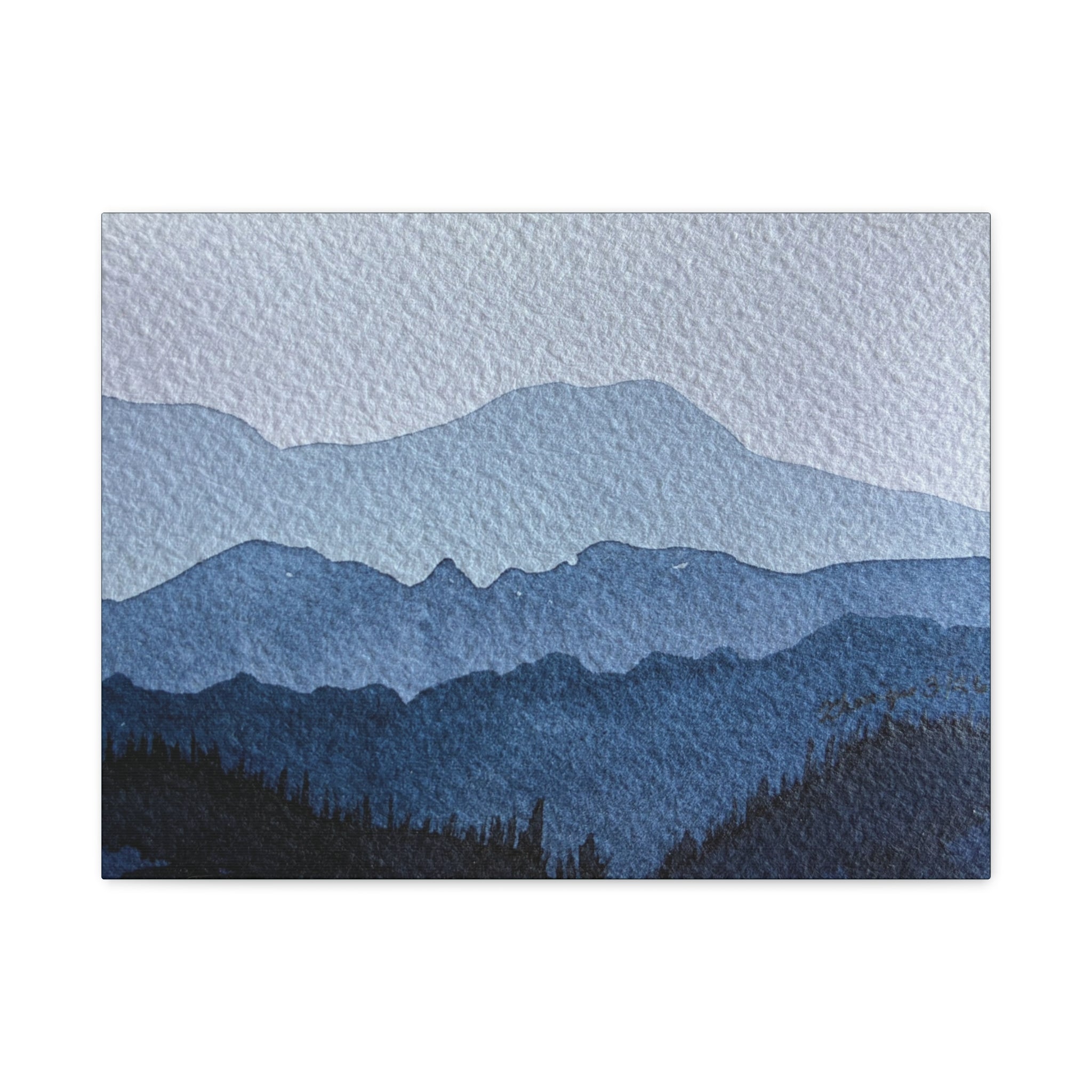 British Columbia Foggy a Watercolor Canvas Print