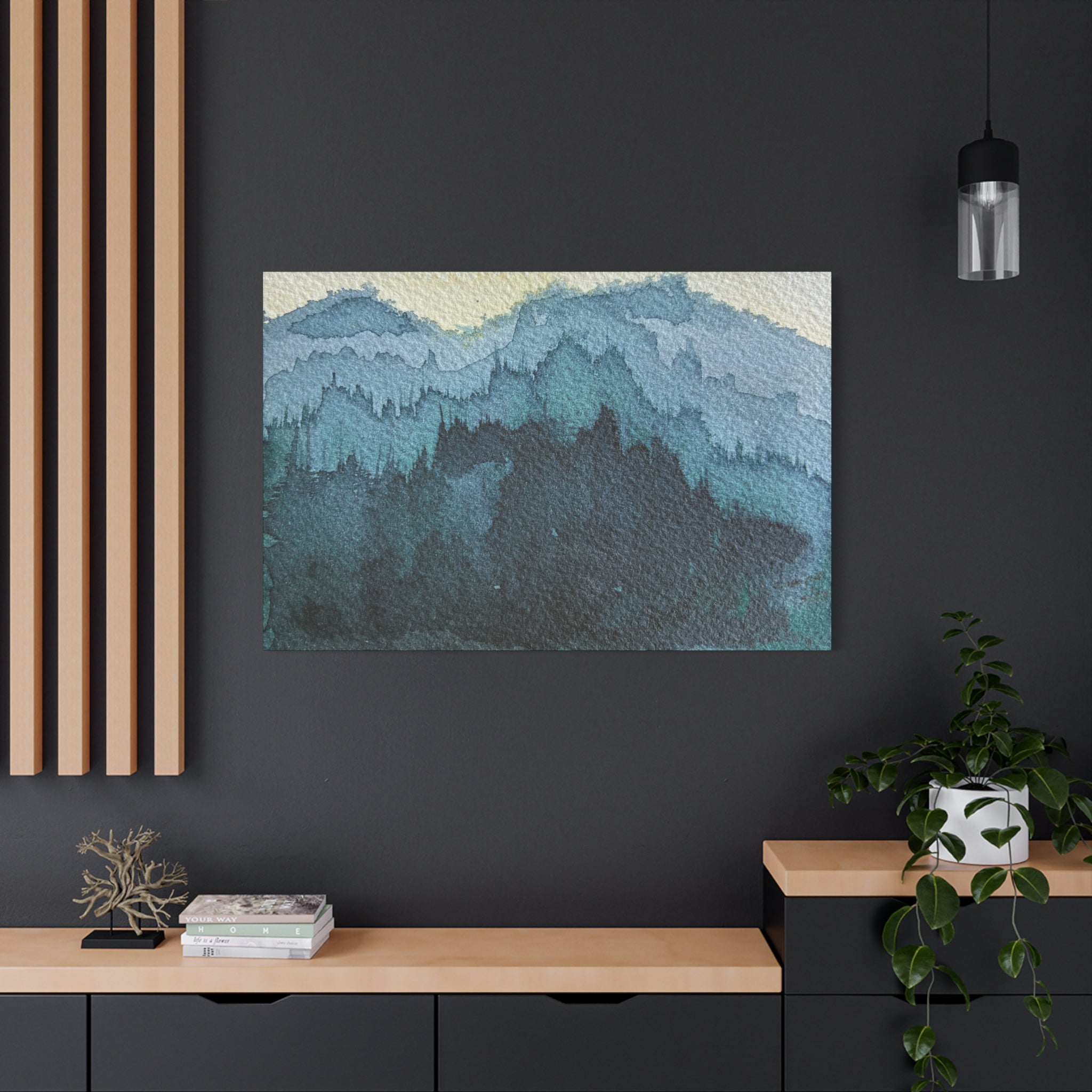 British Columbia Foggy c Watercolor Canvas Print