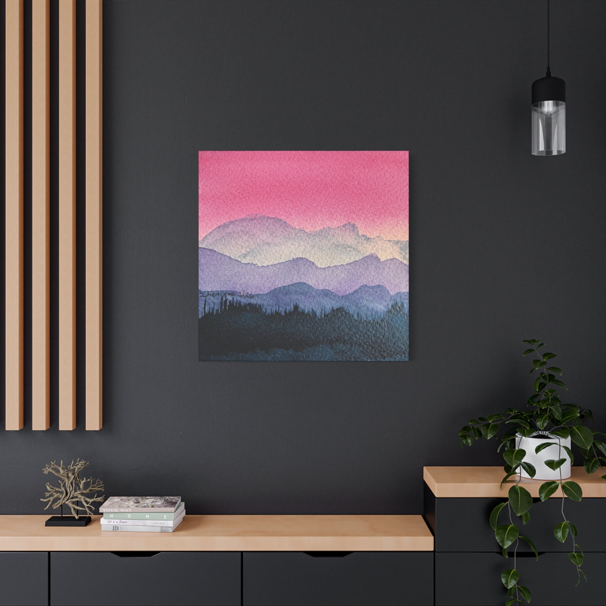 Jen Pink Sky watercolor on canvas